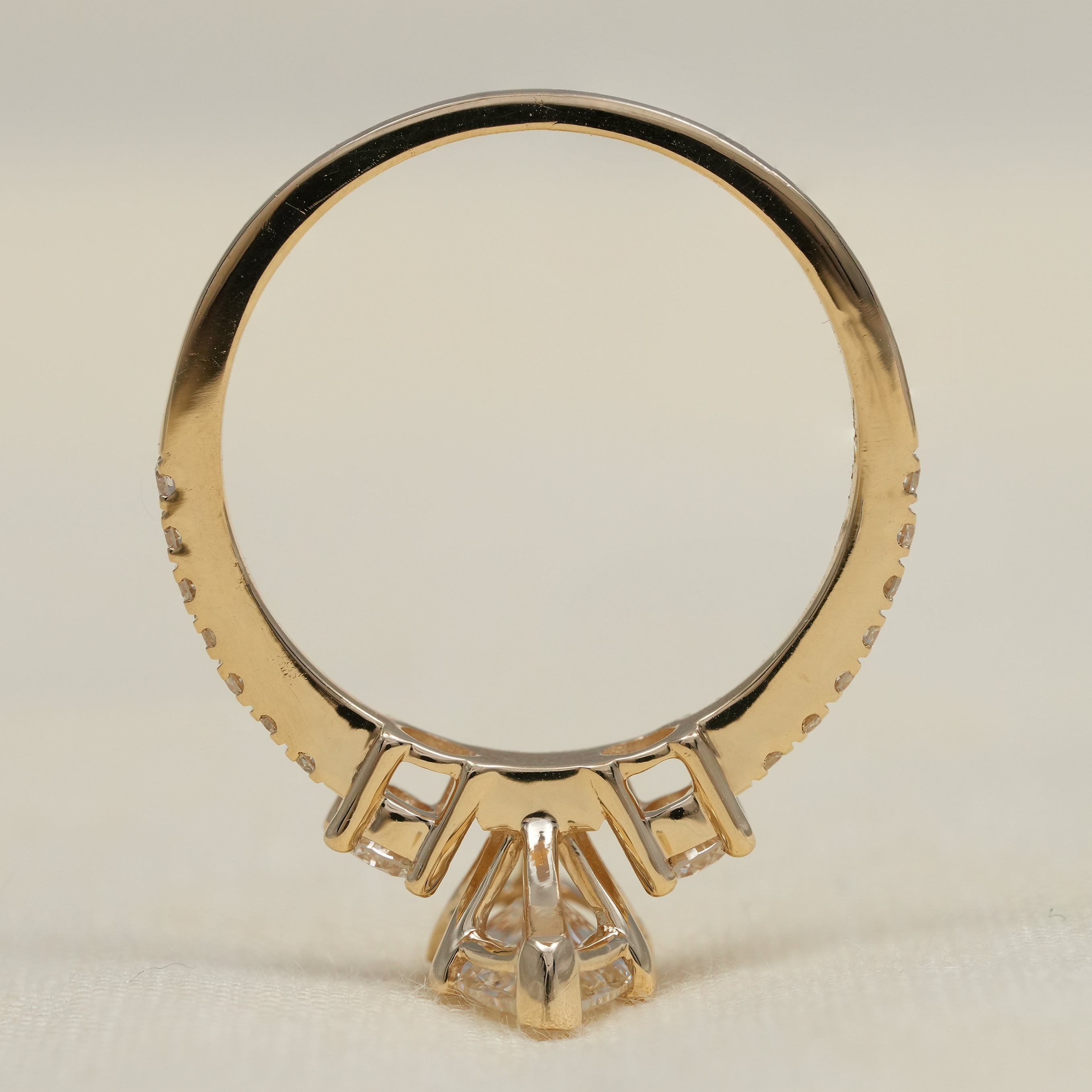 Three Stone Marquise Lab Diamond Engagement Ring
