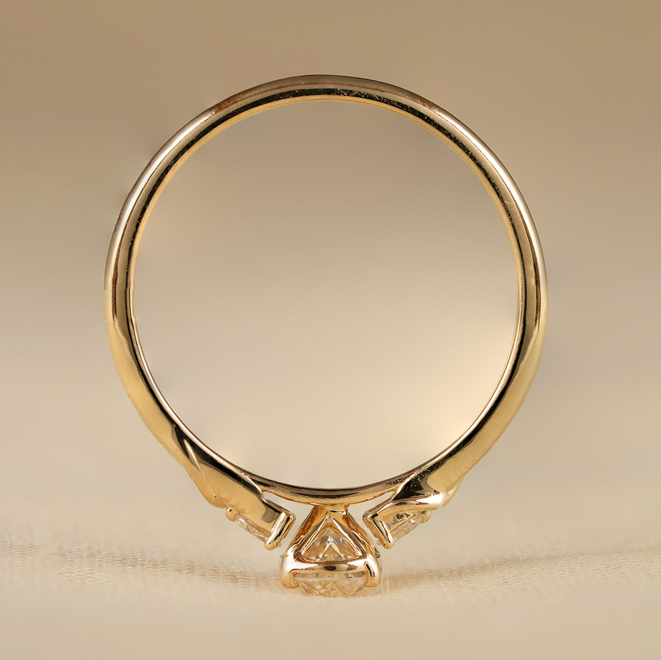 Minimalist Oval Lab Grown Diamond Ring with Pear Side Accents