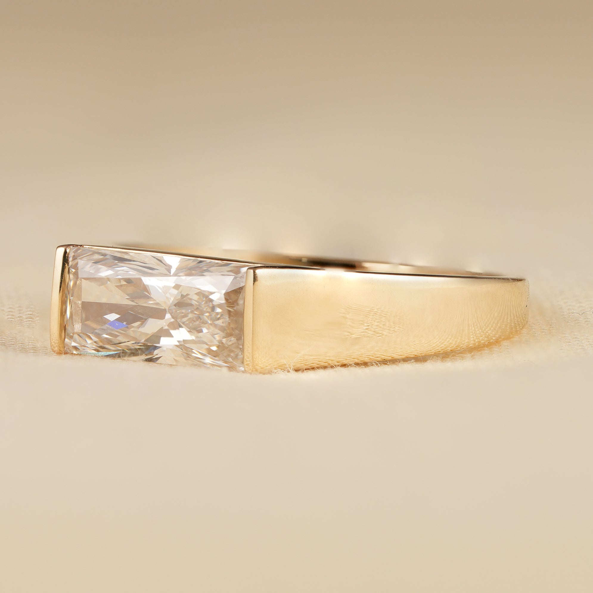 Flush Set Radiant Diamond Statement Ring for Women