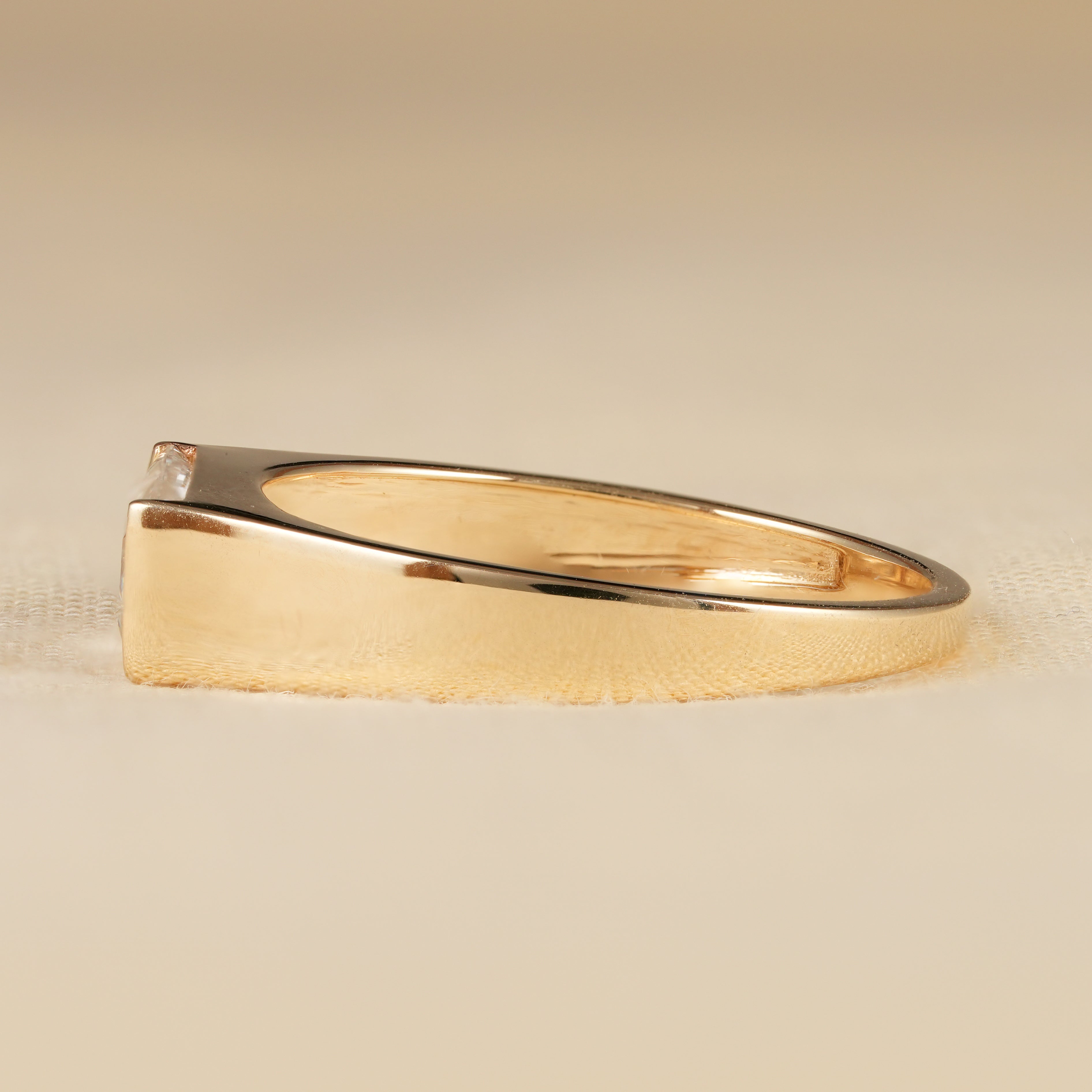 Minimalist Wide Band Lab Diamond Ring in Polished Yellow Gold