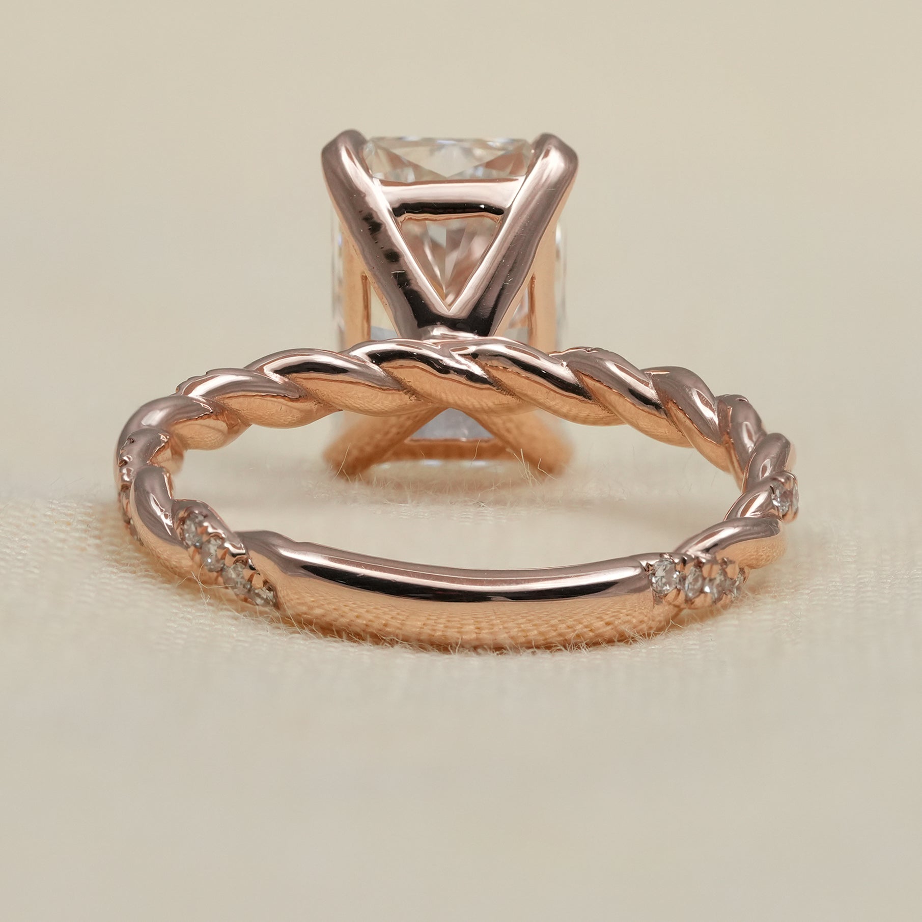 Radiant Cut Lab Diamond Solitaire Engagement Ring With Rope Band