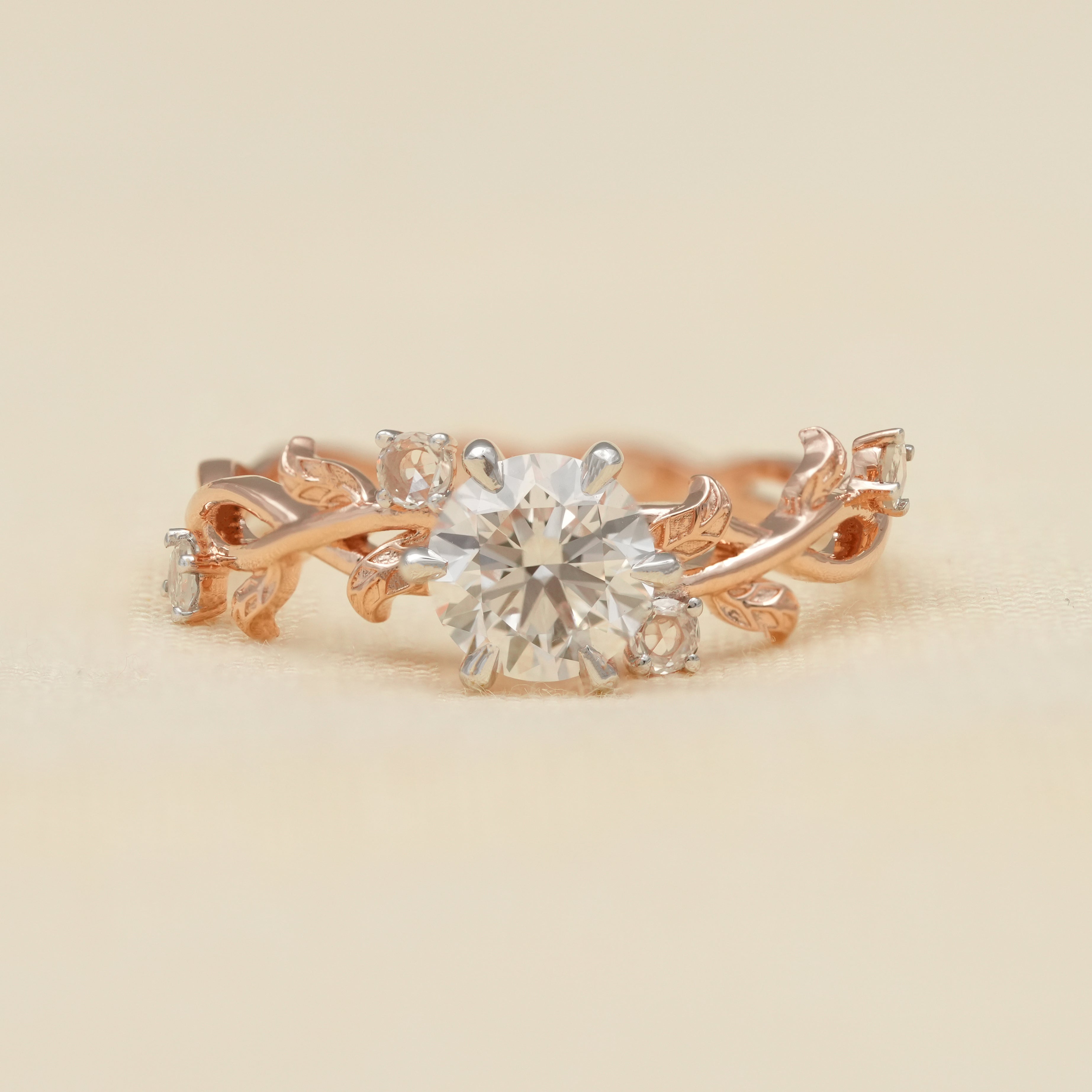 Vintage Inspired Round Lab Diamond Engagement Ring
