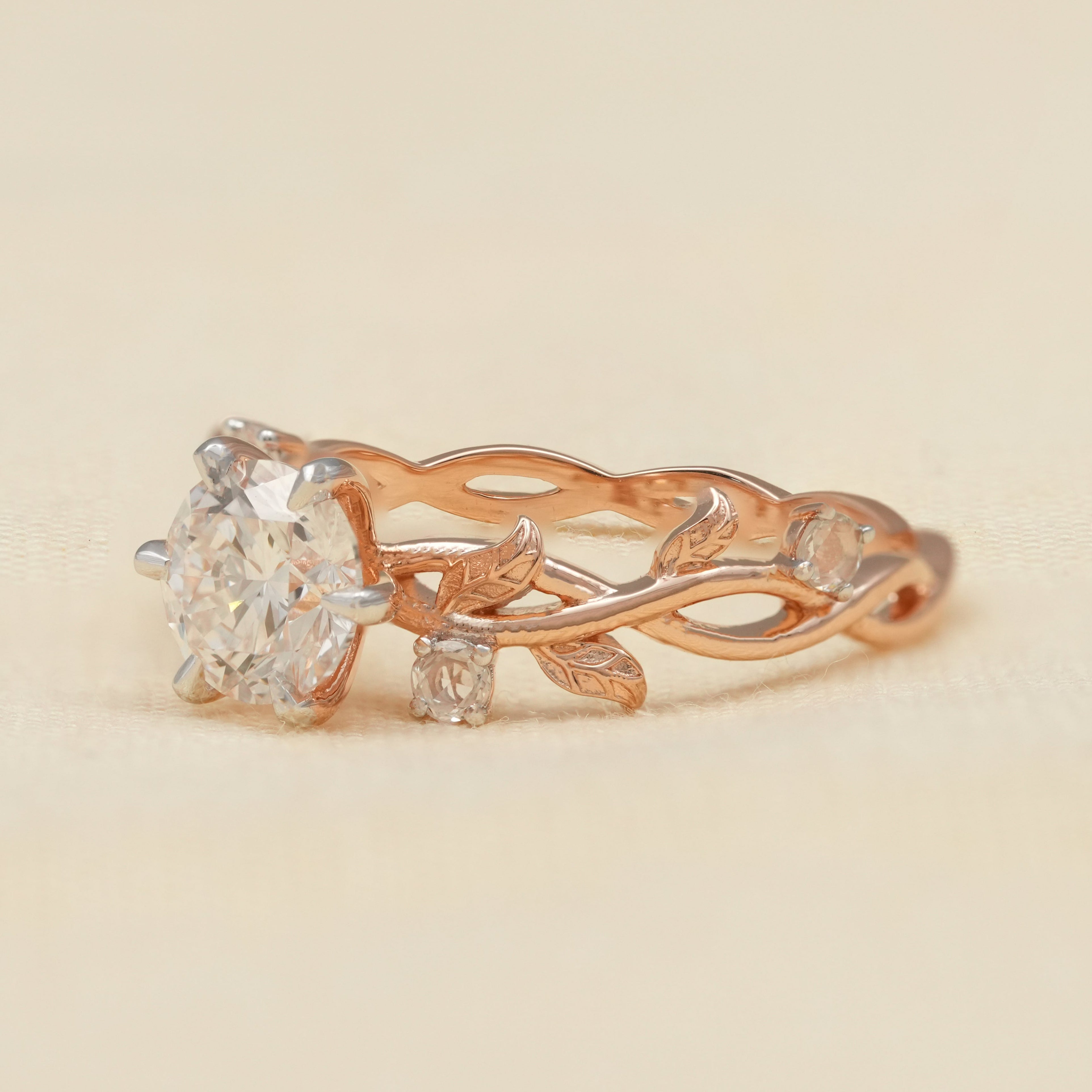 Vintage Inspired Round Lab Diamond Engagement Ring