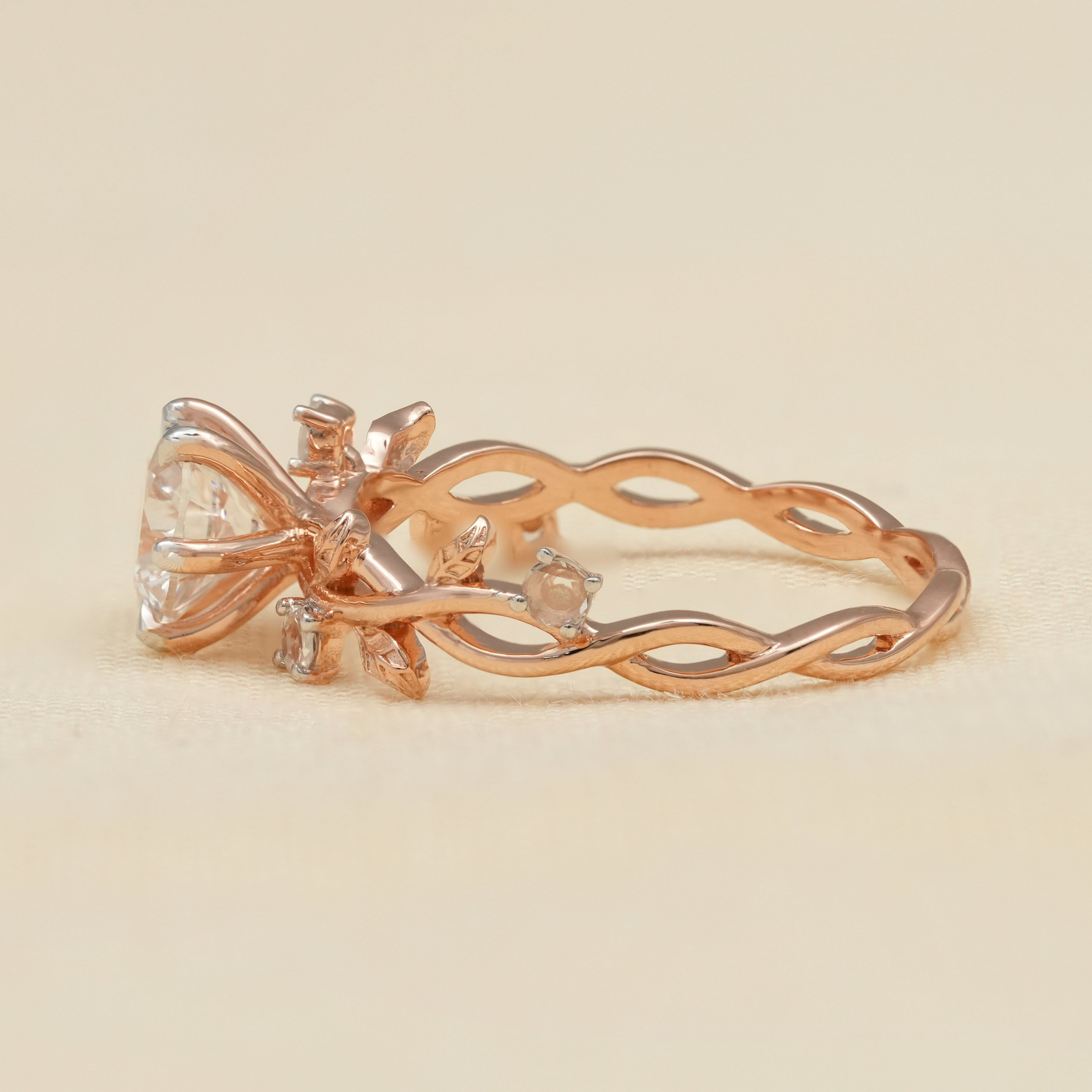 Vintage Inspired Round Lab Diamond Engagement Ring