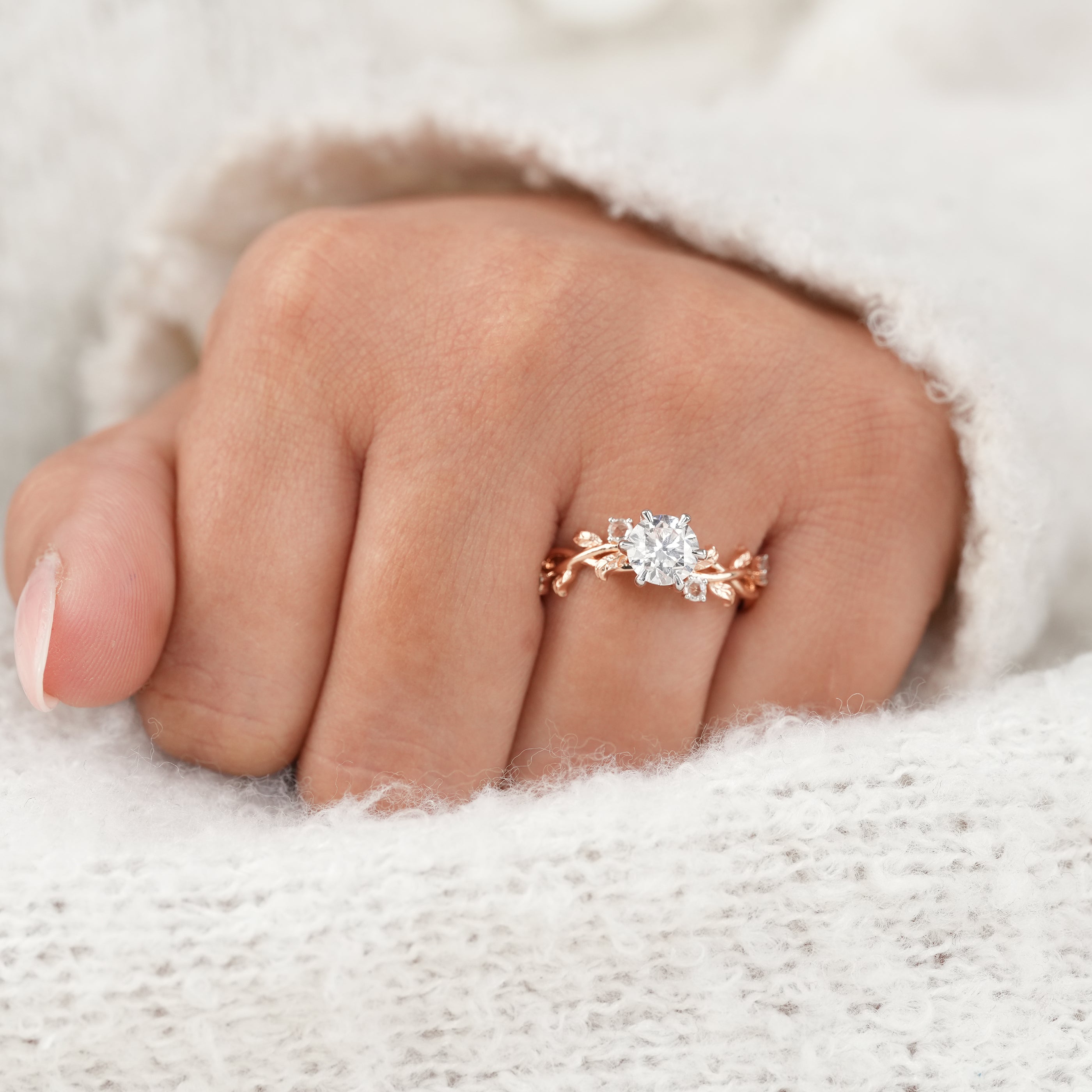 Vintage Inspired Round Lab Diamond Engagement Ring