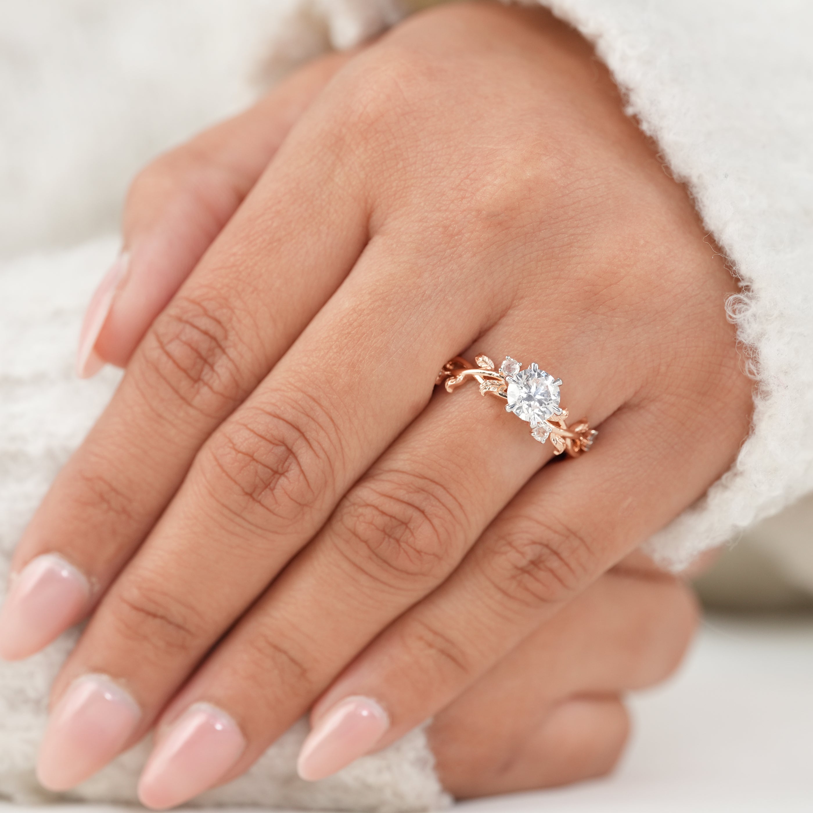 Vintage Inspired Round Lab Diamond Engagement Ring