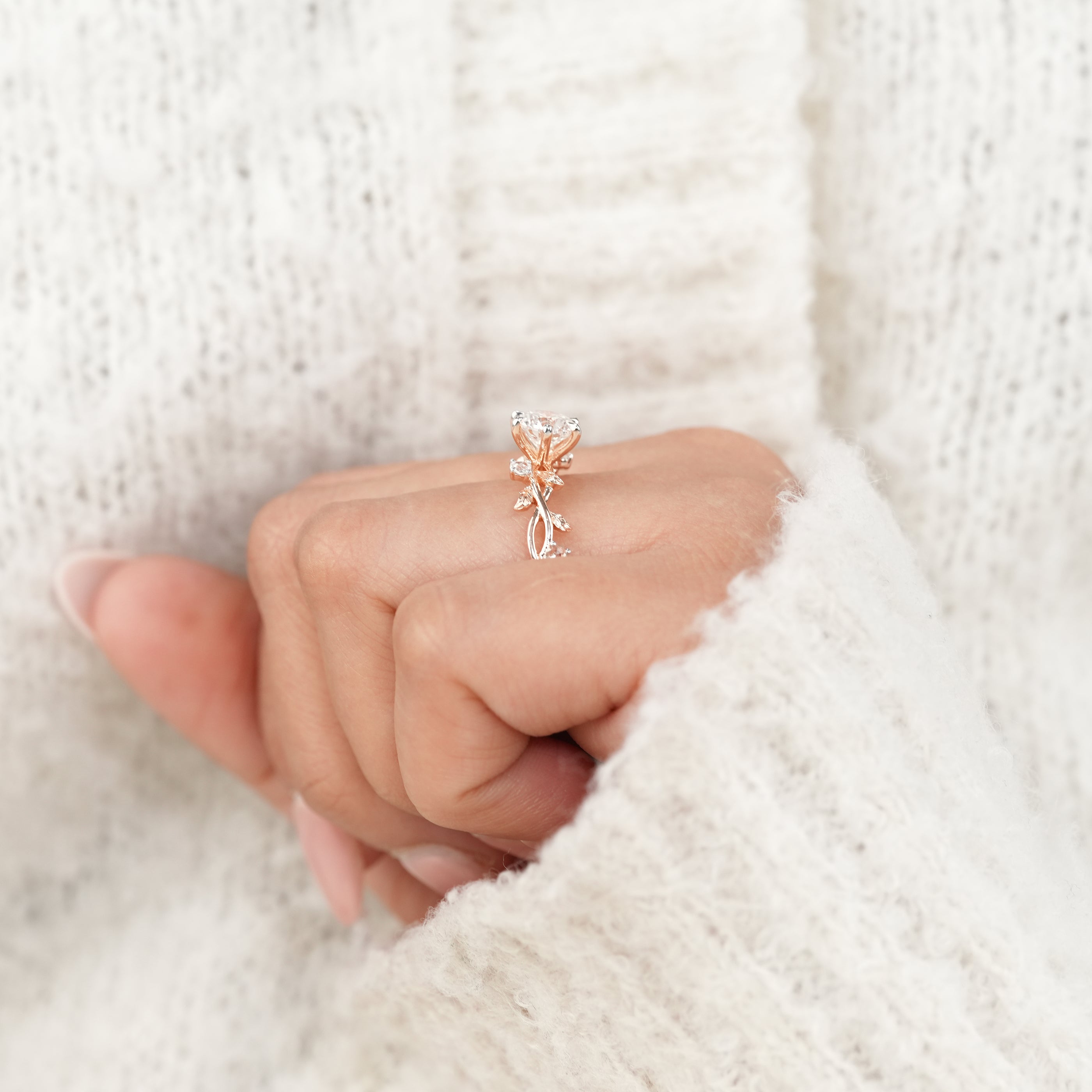 Vintage Inspired Round Lab Diamond Engagement Ring