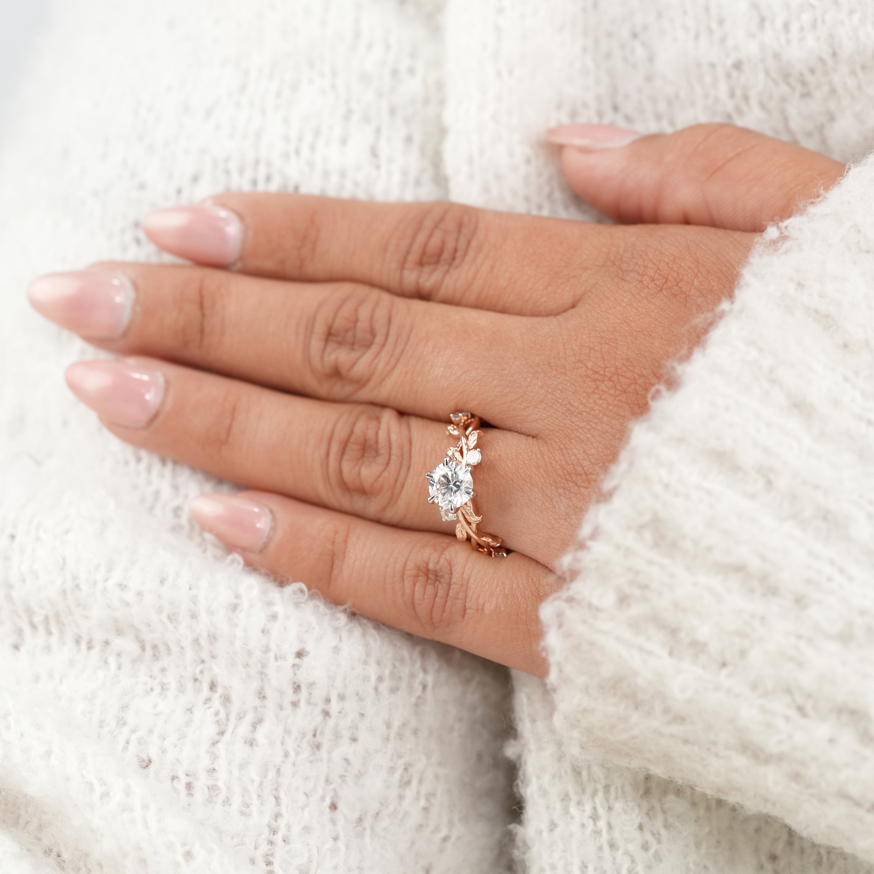 Vintage Inspired Round Lab Diamond Engagement Ring