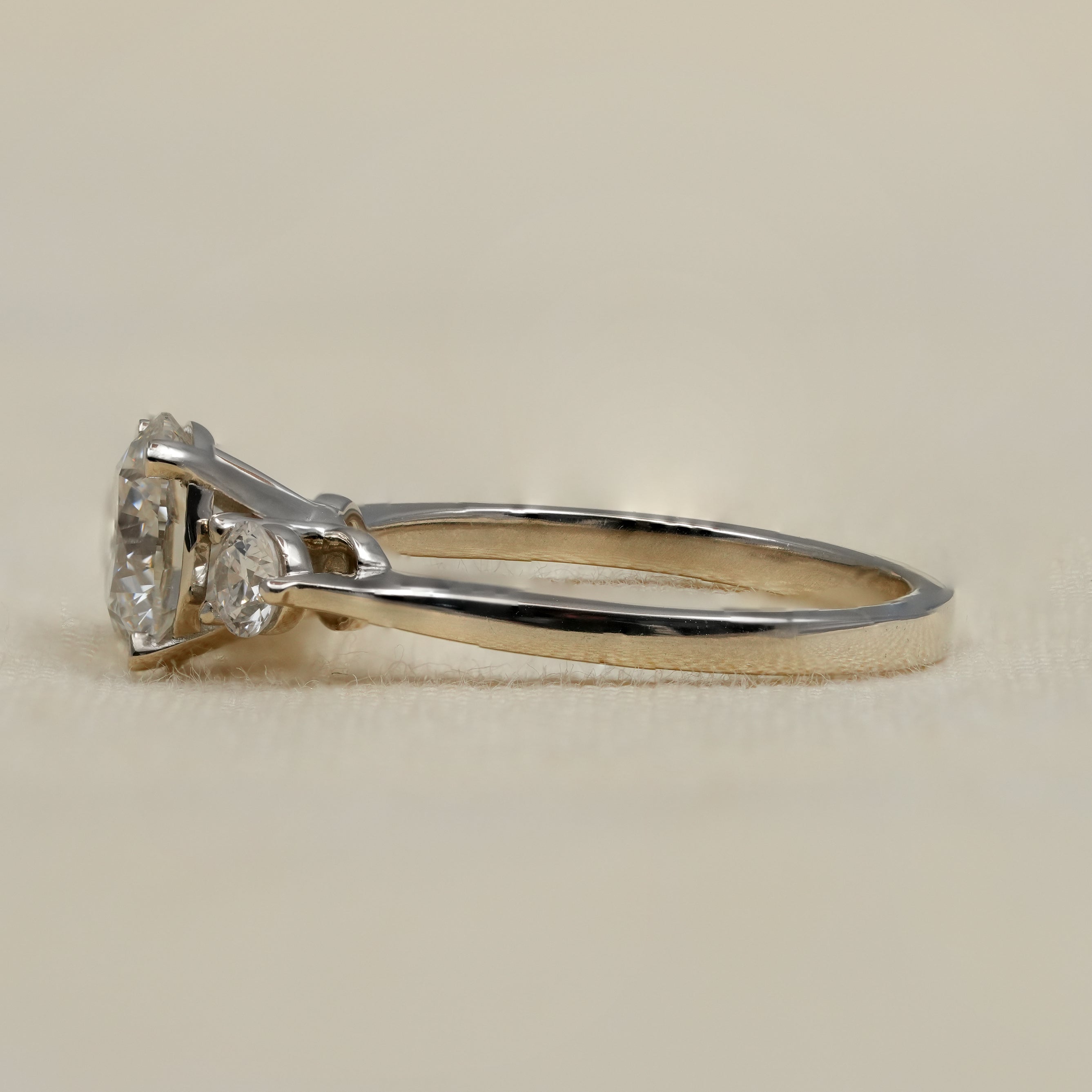 Three Stone Round Lab Diamond Engagement Ring