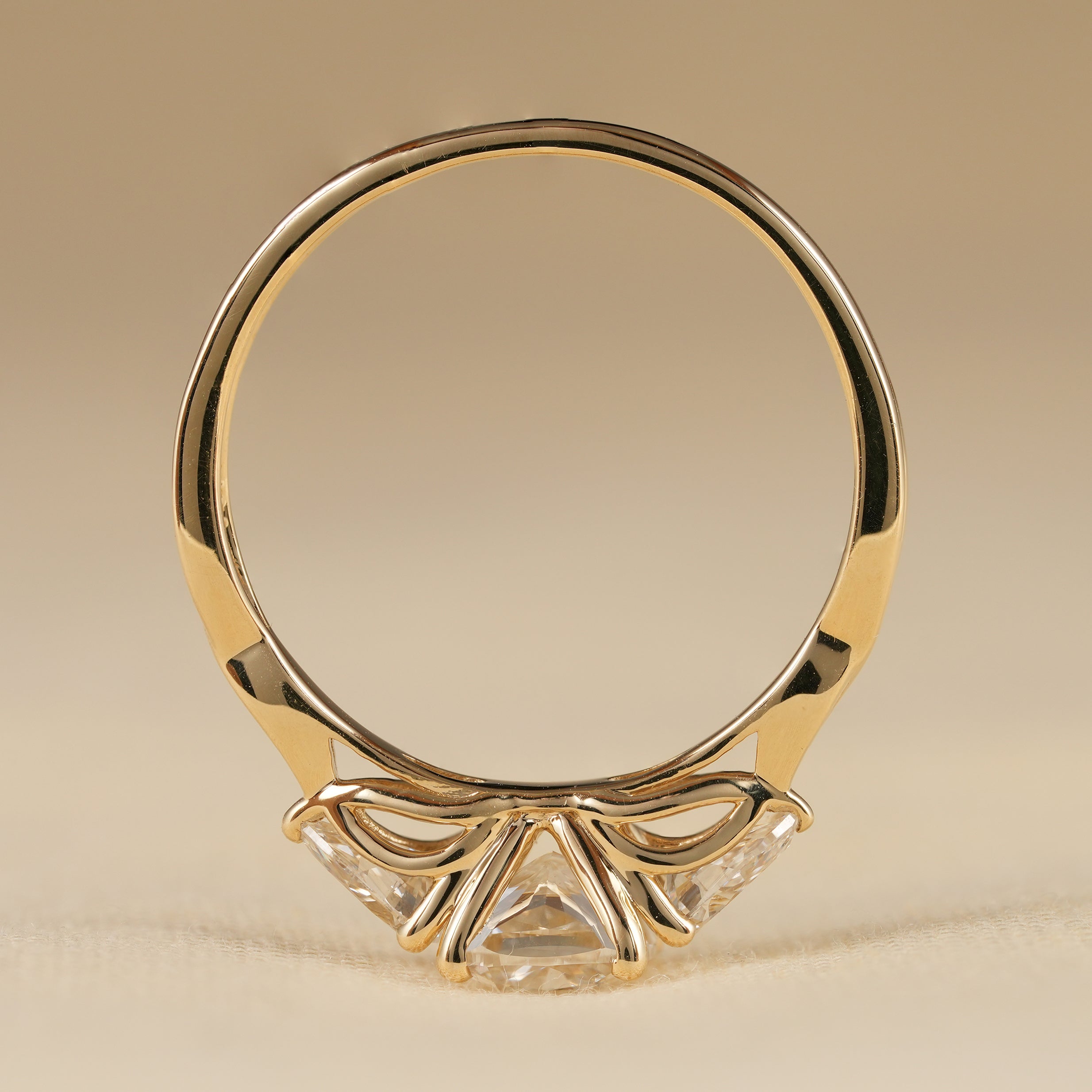 Yellow Gold Cushion Cut Lab Grown Diamond Bridal Ring