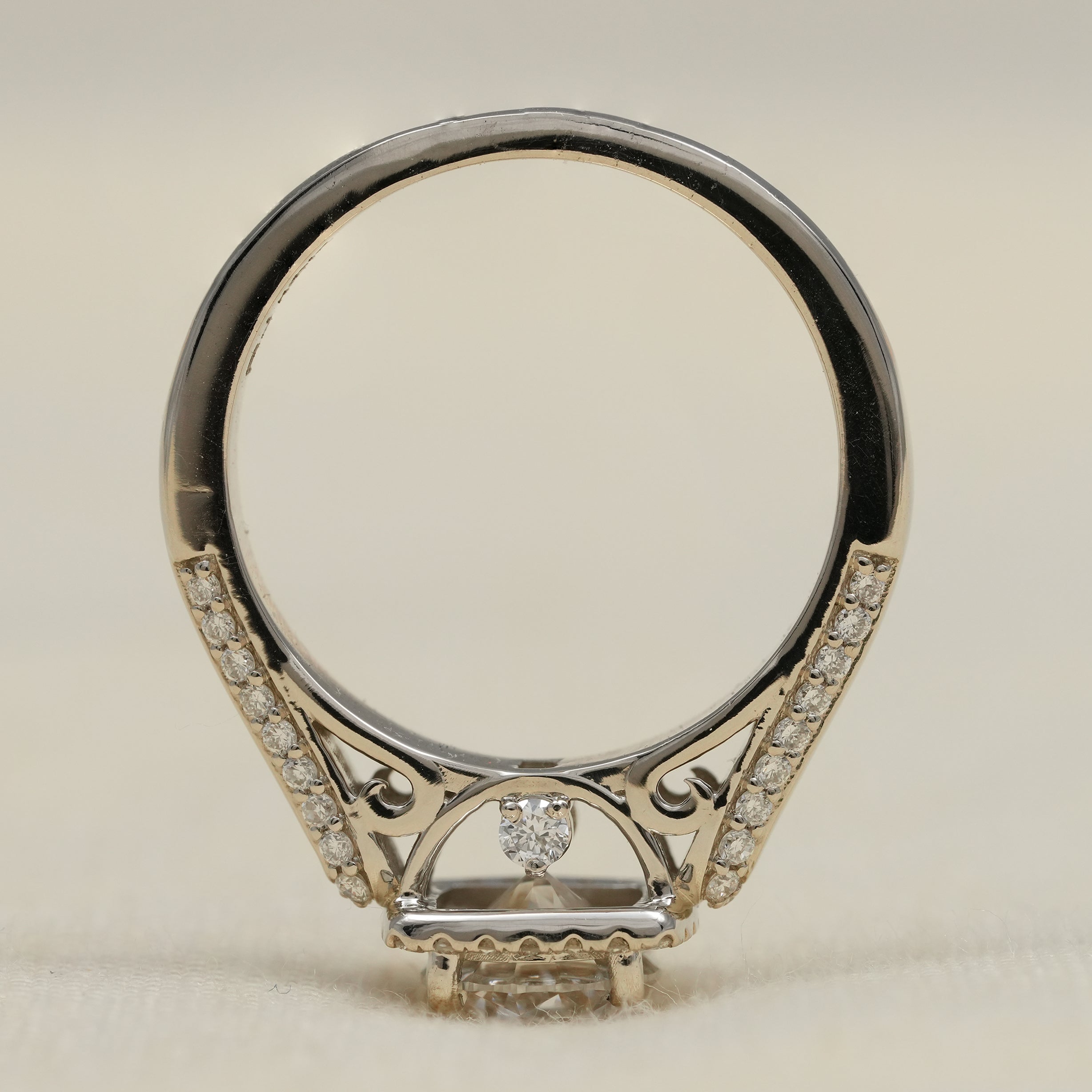 Vintage Style Round Lab Diamond Halo Engagement Ring