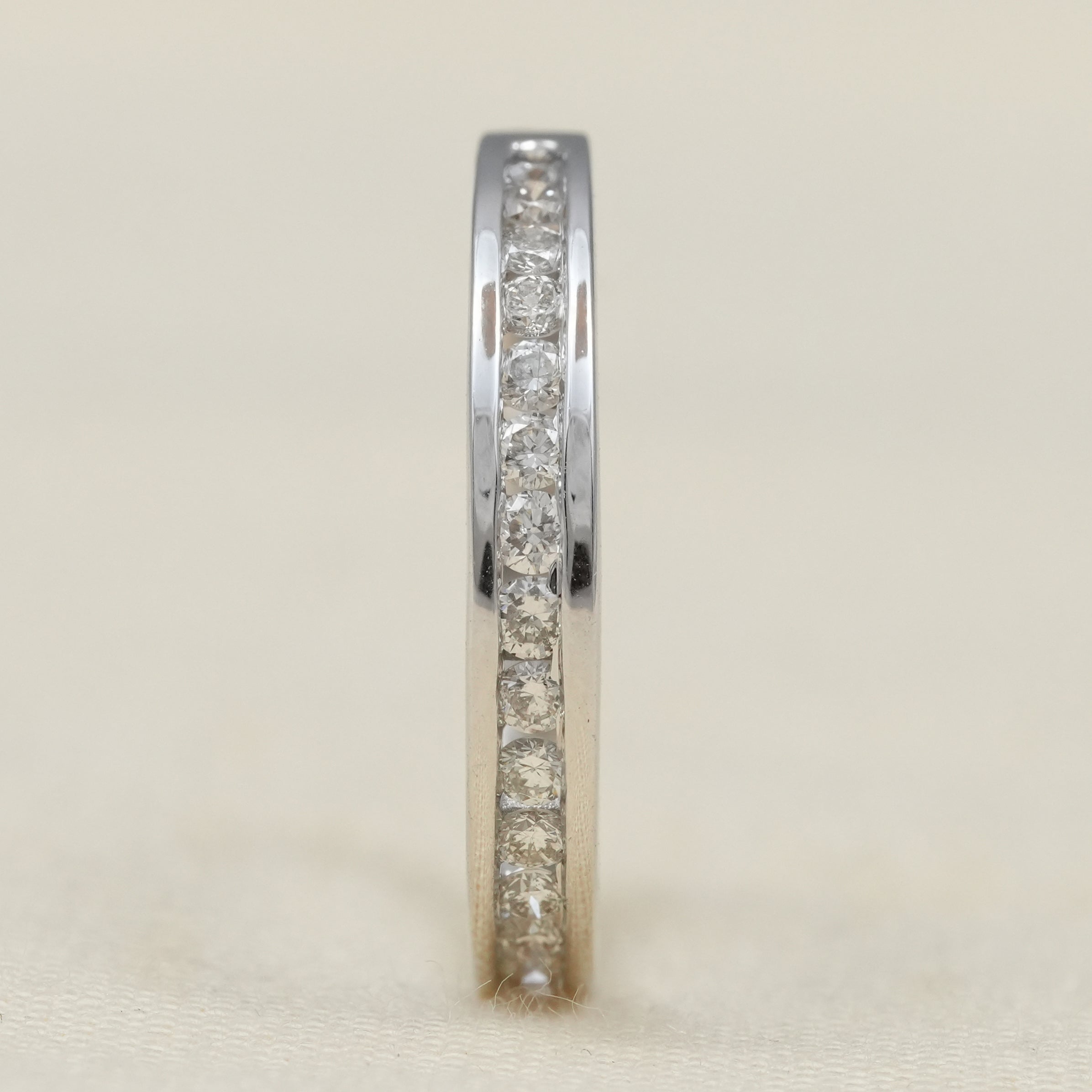 Classic channel set lab grown diamond ring in white metal