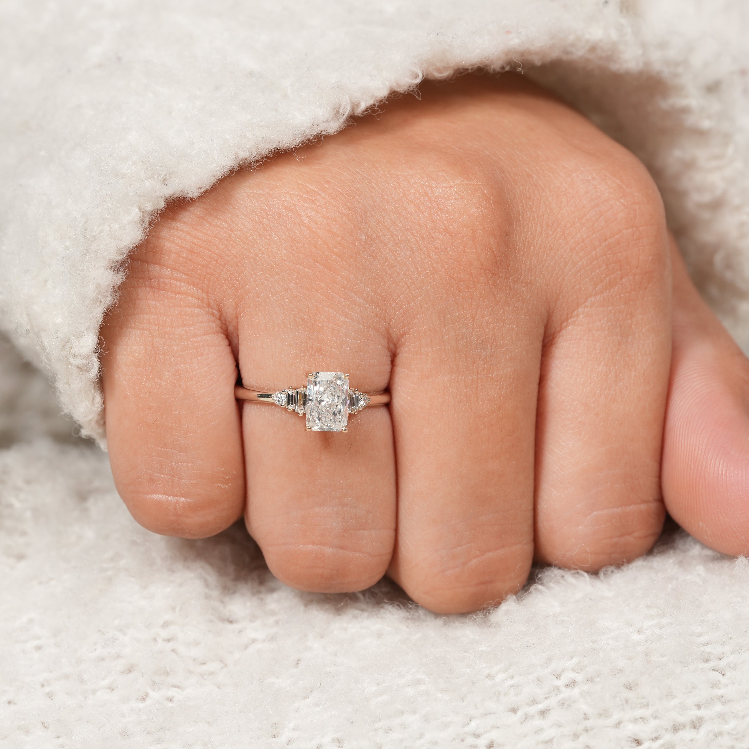 Luxury Radiant Cut Lab Grown Diamond Ring for Women