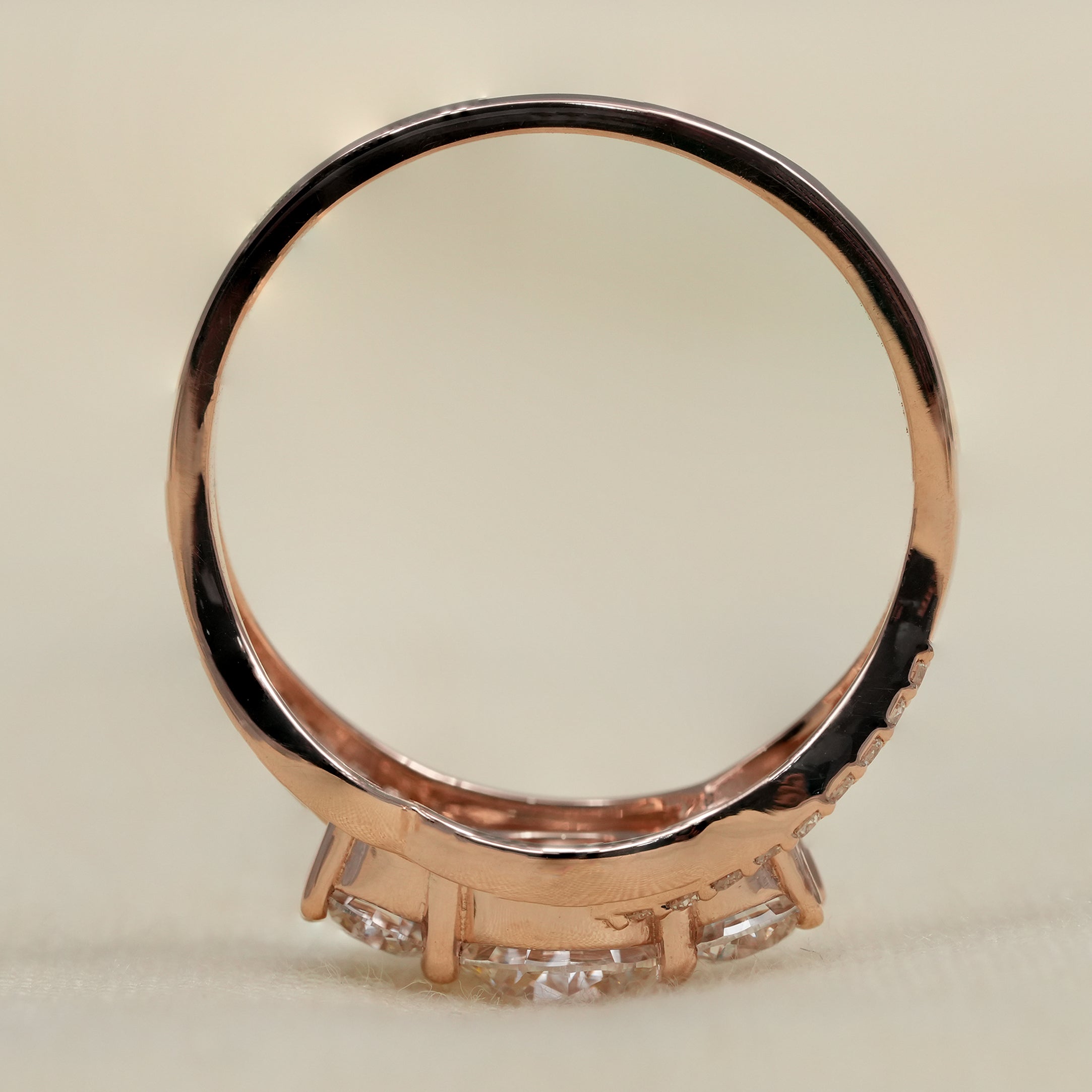 Unique Three Stone Round Lab Diamond Engagement Ring