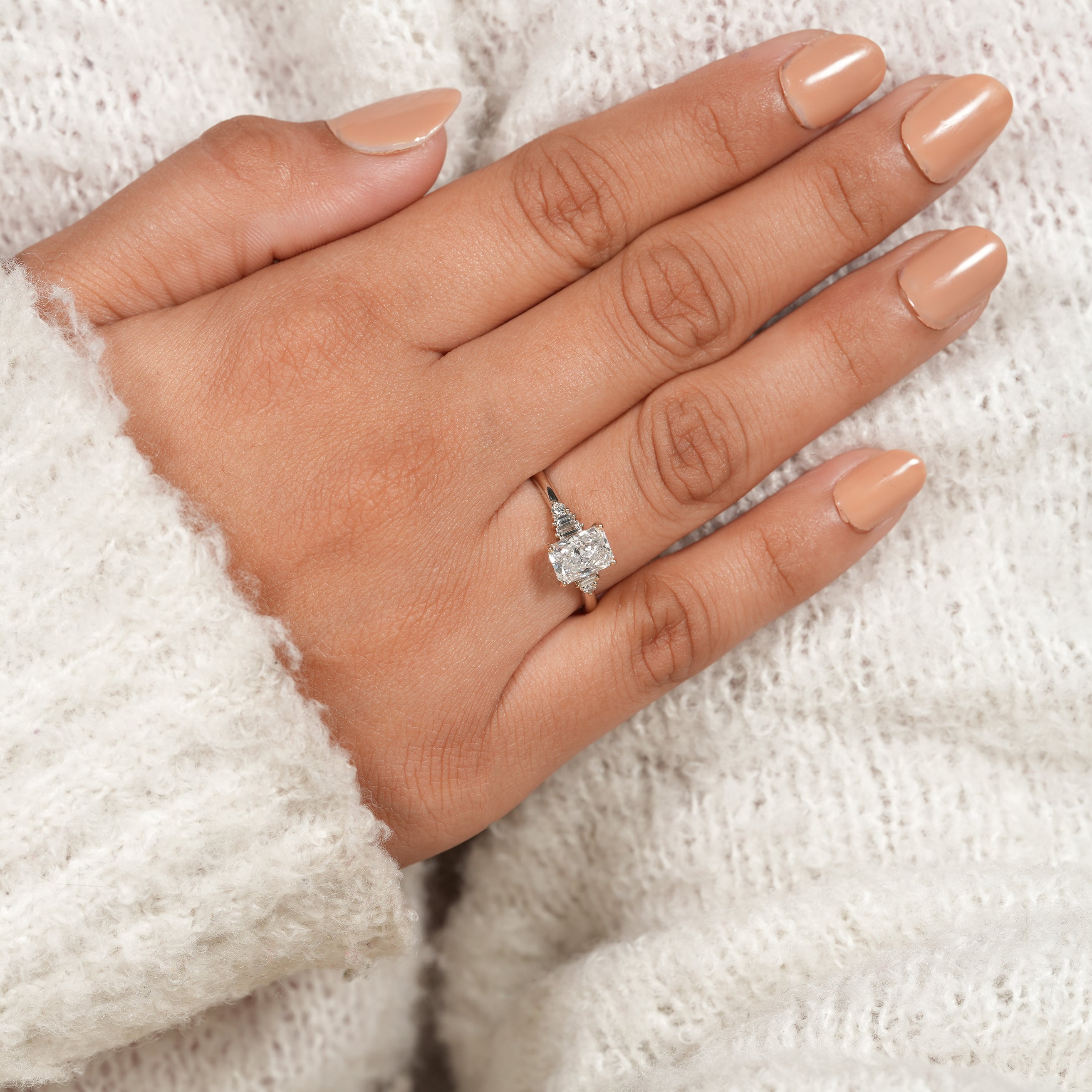 Minimalist Radiant Diamond Engagement Ring with Gold Solitaire Band