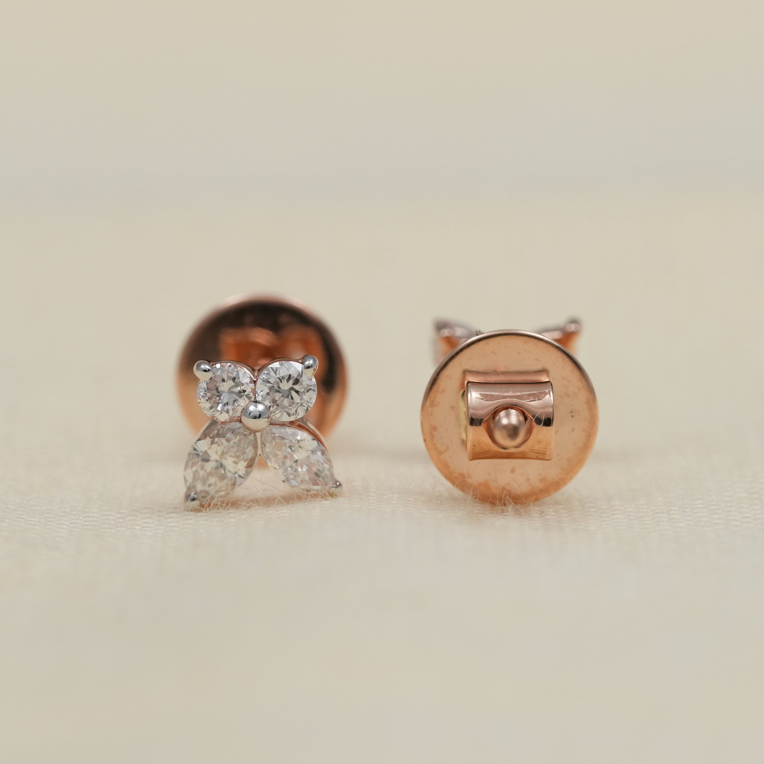 Minimalist flower lab grown diamond stud earrings with brilliance