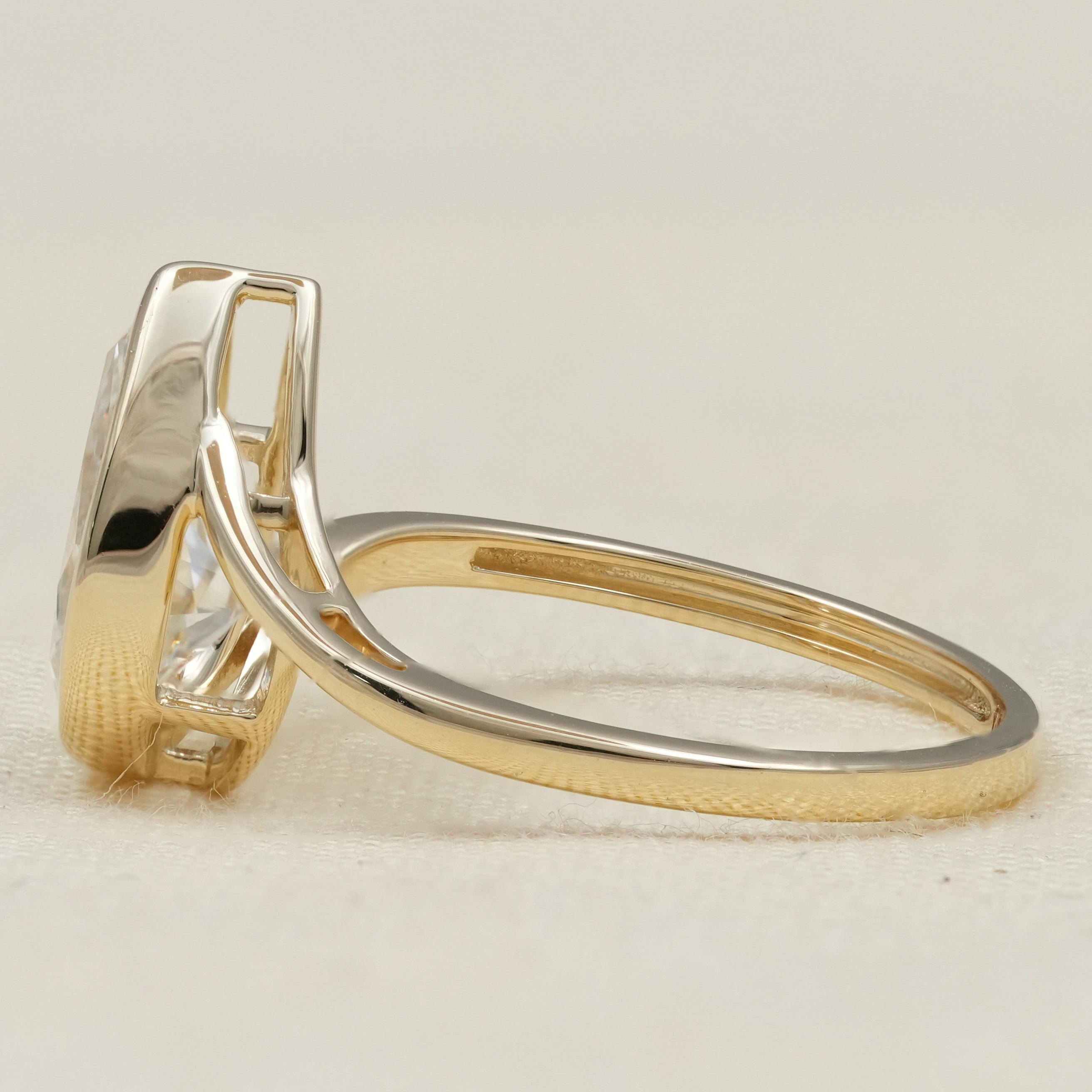Half Bezel Set Pear Lab Diamond Engagement Ring