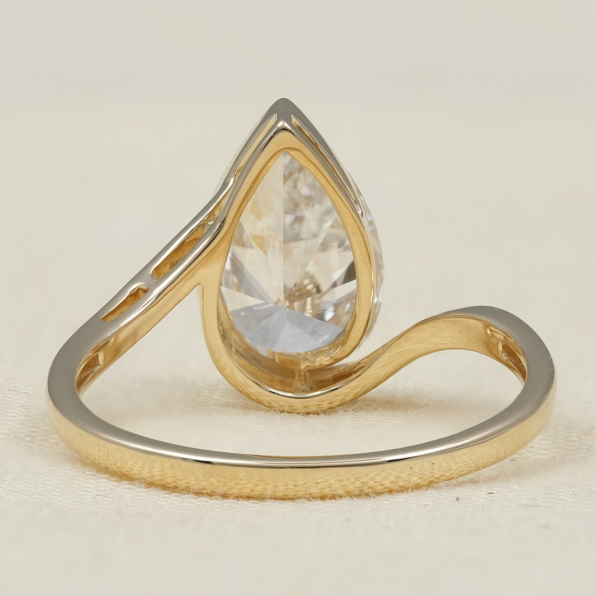 Half Bezel Set Pear Lab Diamond Engagement Ring