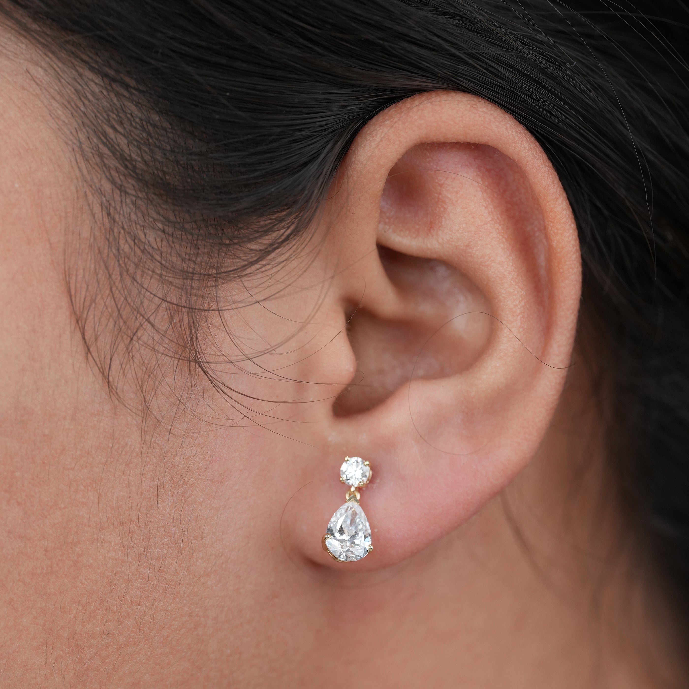 Minimal Pear Drop Lab Diamond Stud Earrings