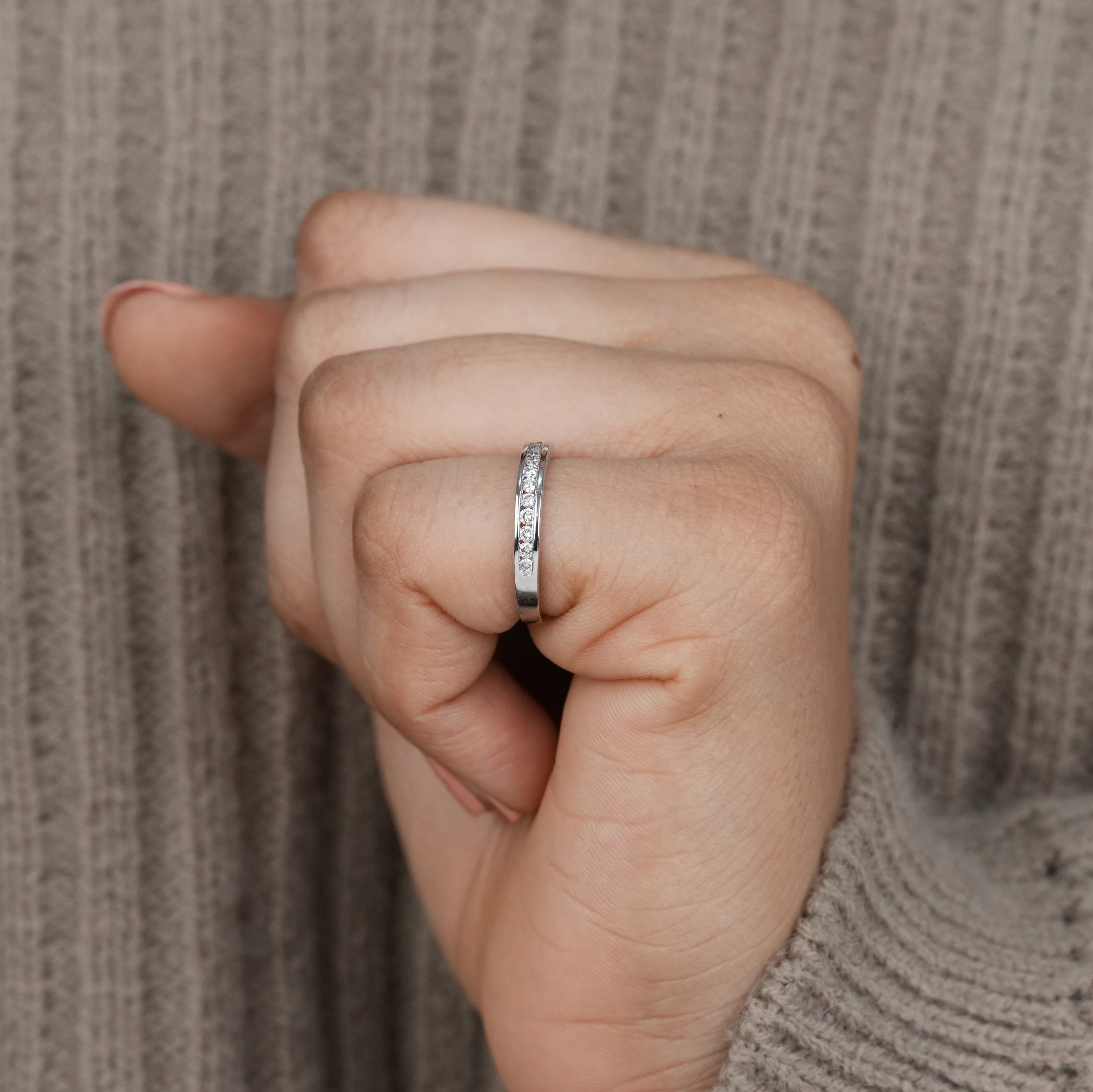 Luxury slim band with precision set lab grown diamonds