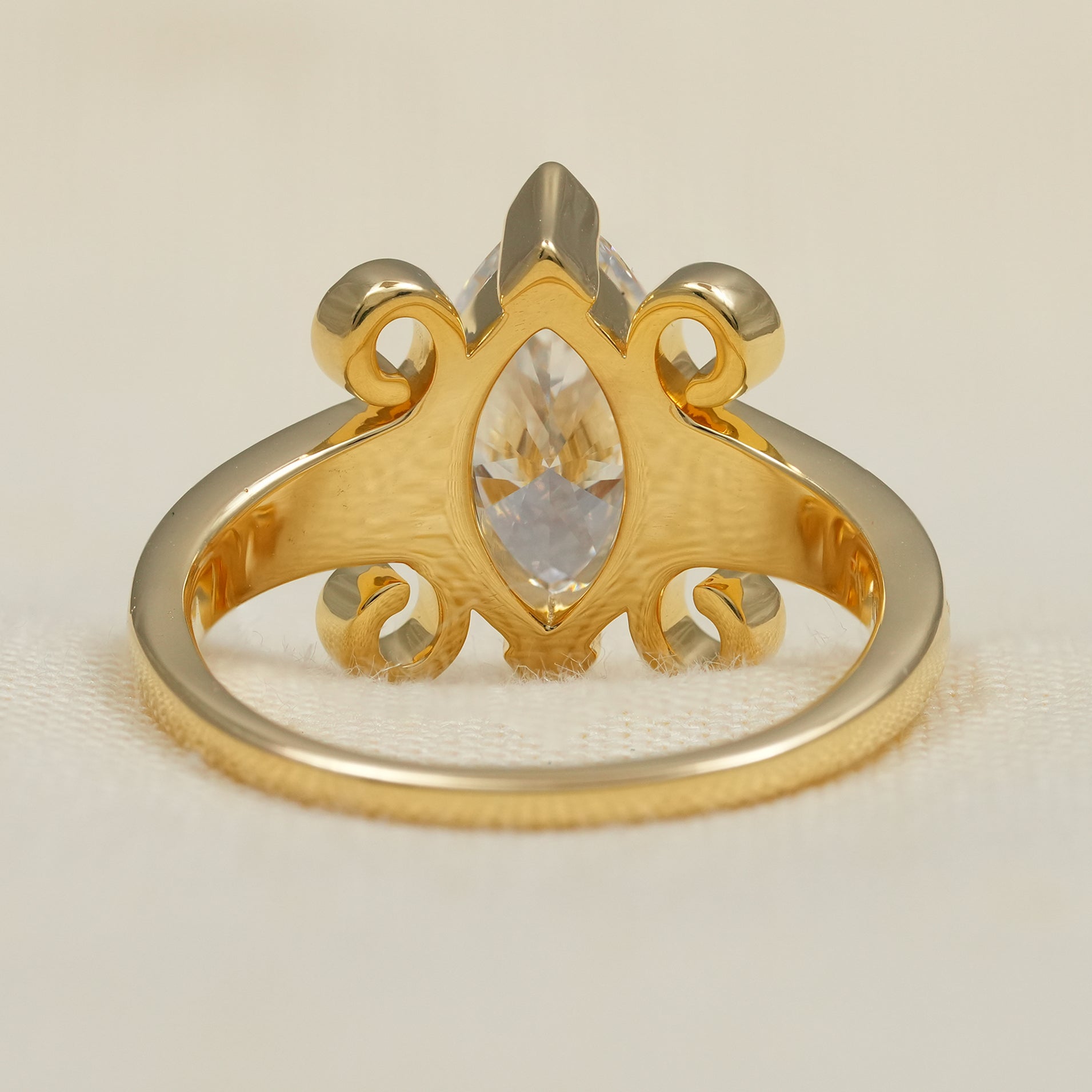 Vintage Inspired Marquise Lab Diamond Solitaire Engagement Ring