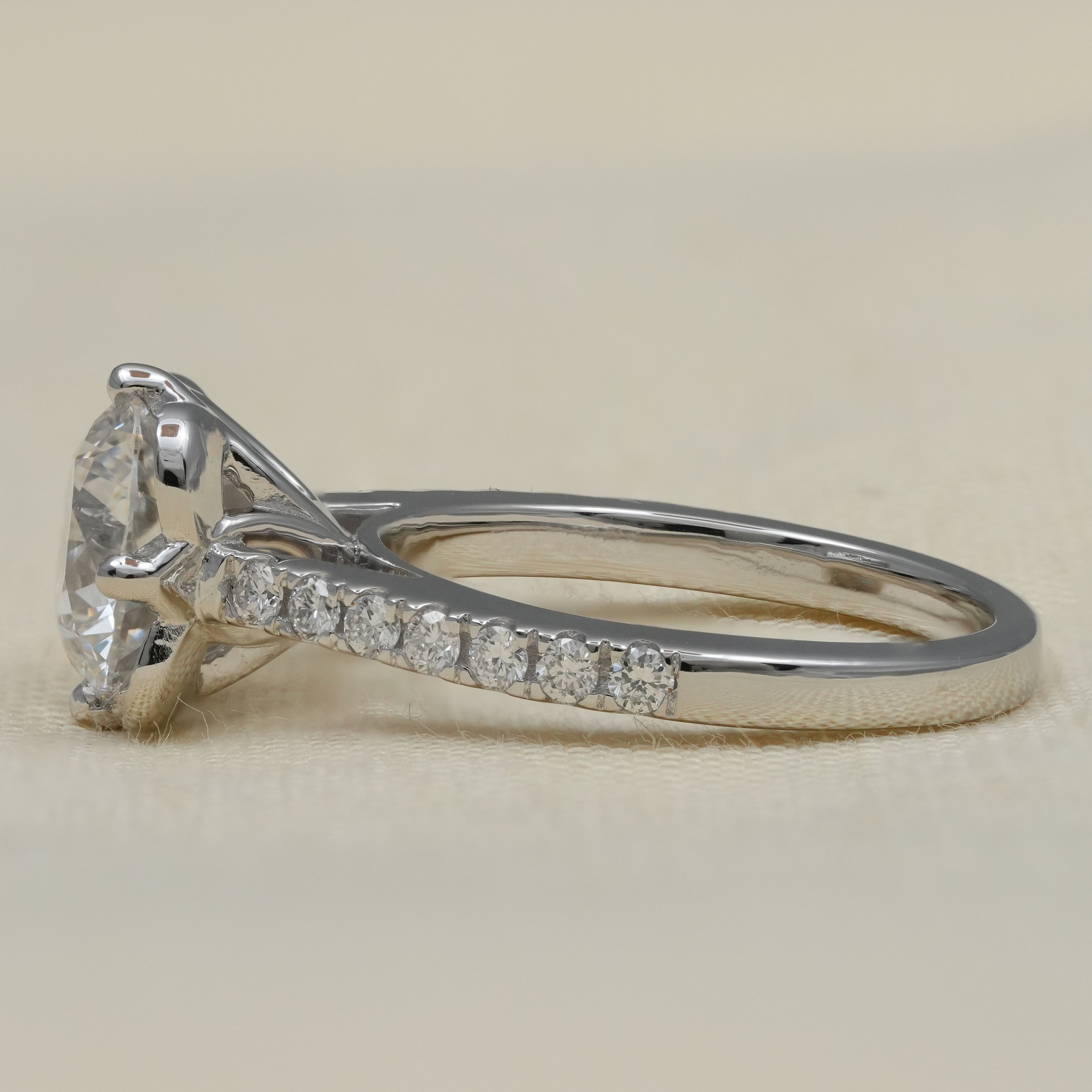 Floral Inspired Round Lab Diamond Solitaire Engagement Ring