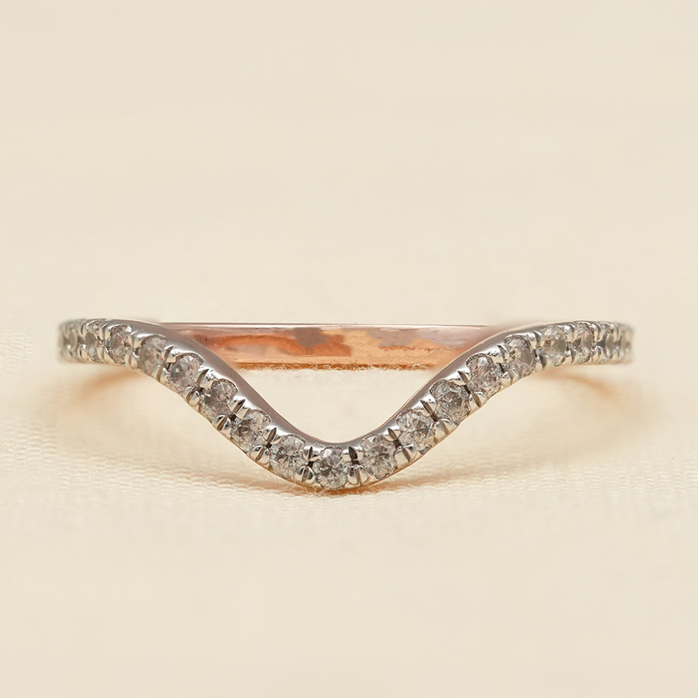 Curved V Shape Lab Diamond Pavé Wedding Band