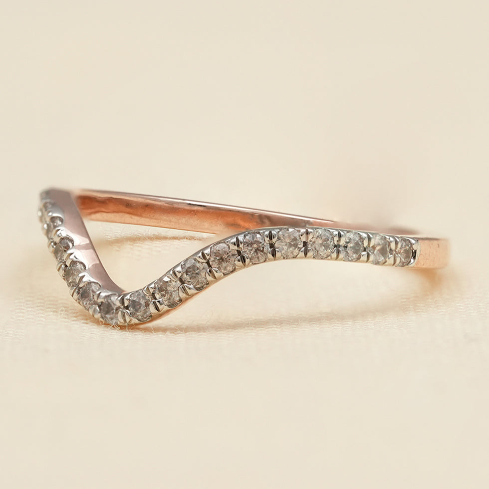 Curved V Shape Lab Diamond Pavé Wedding Band