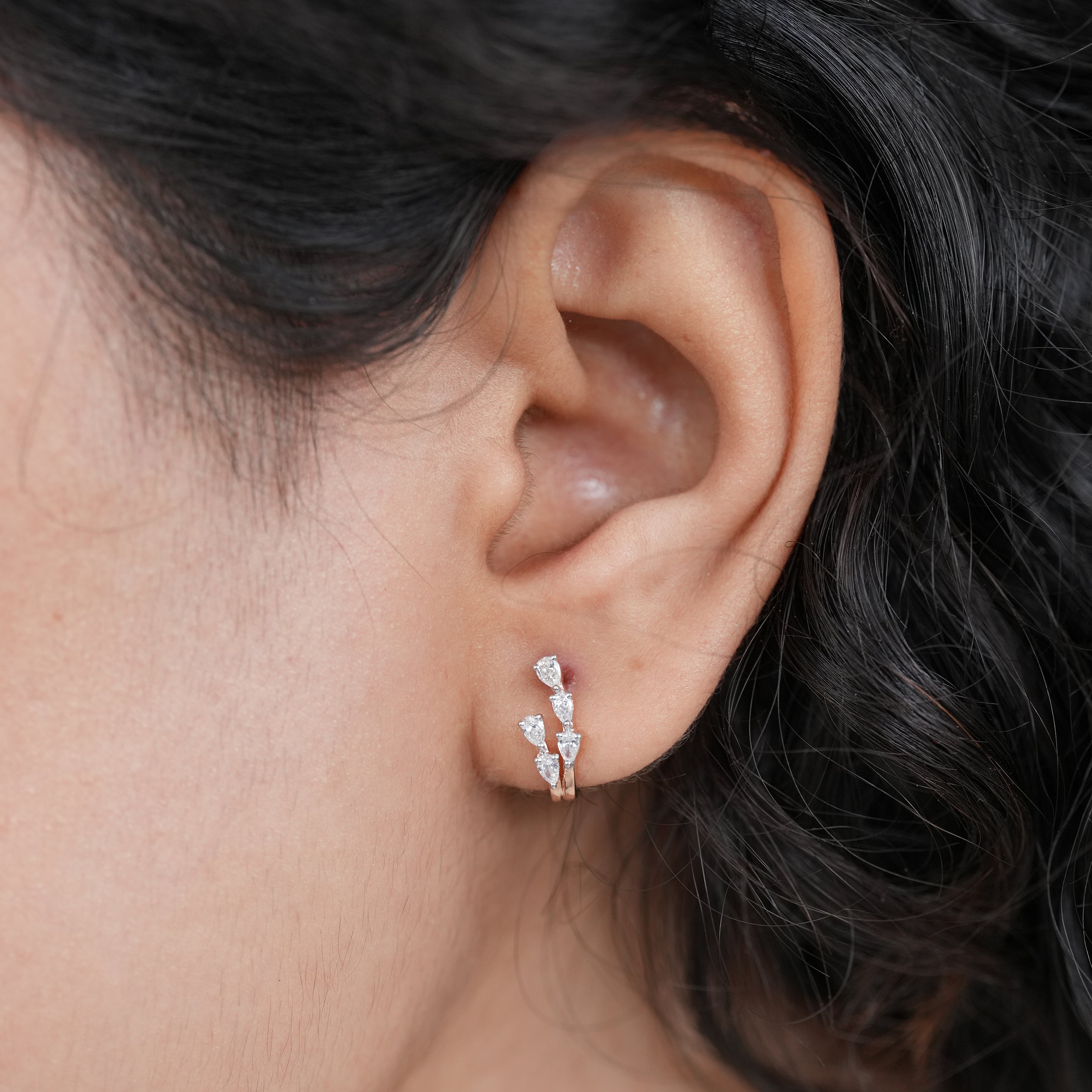 Fine jewelry pear lab grown diamond huggies for everyday elegance