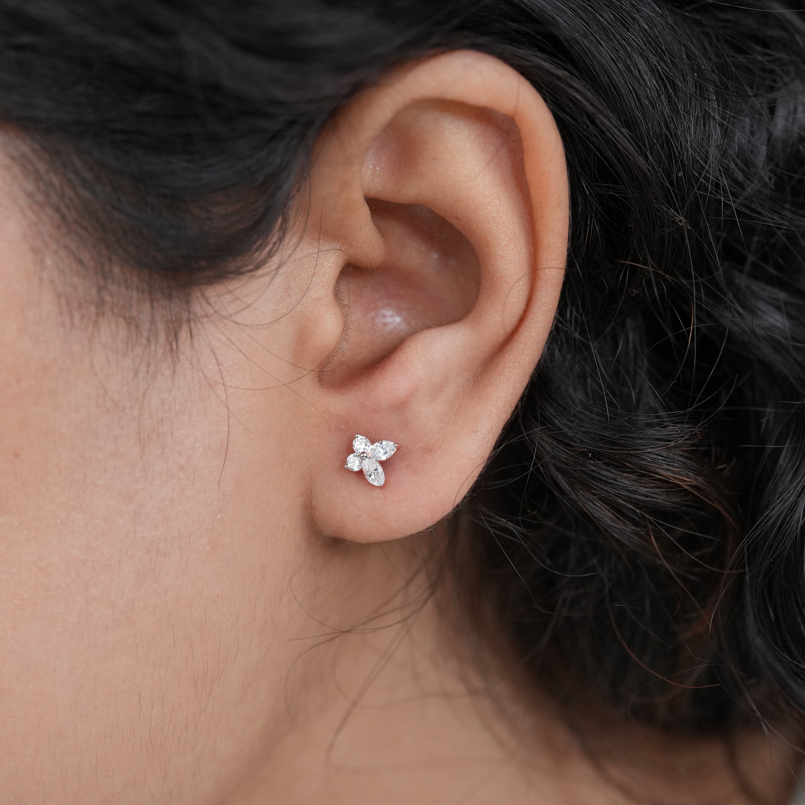 Luxury lab grown diamond butterfly earrings in warm rose gold