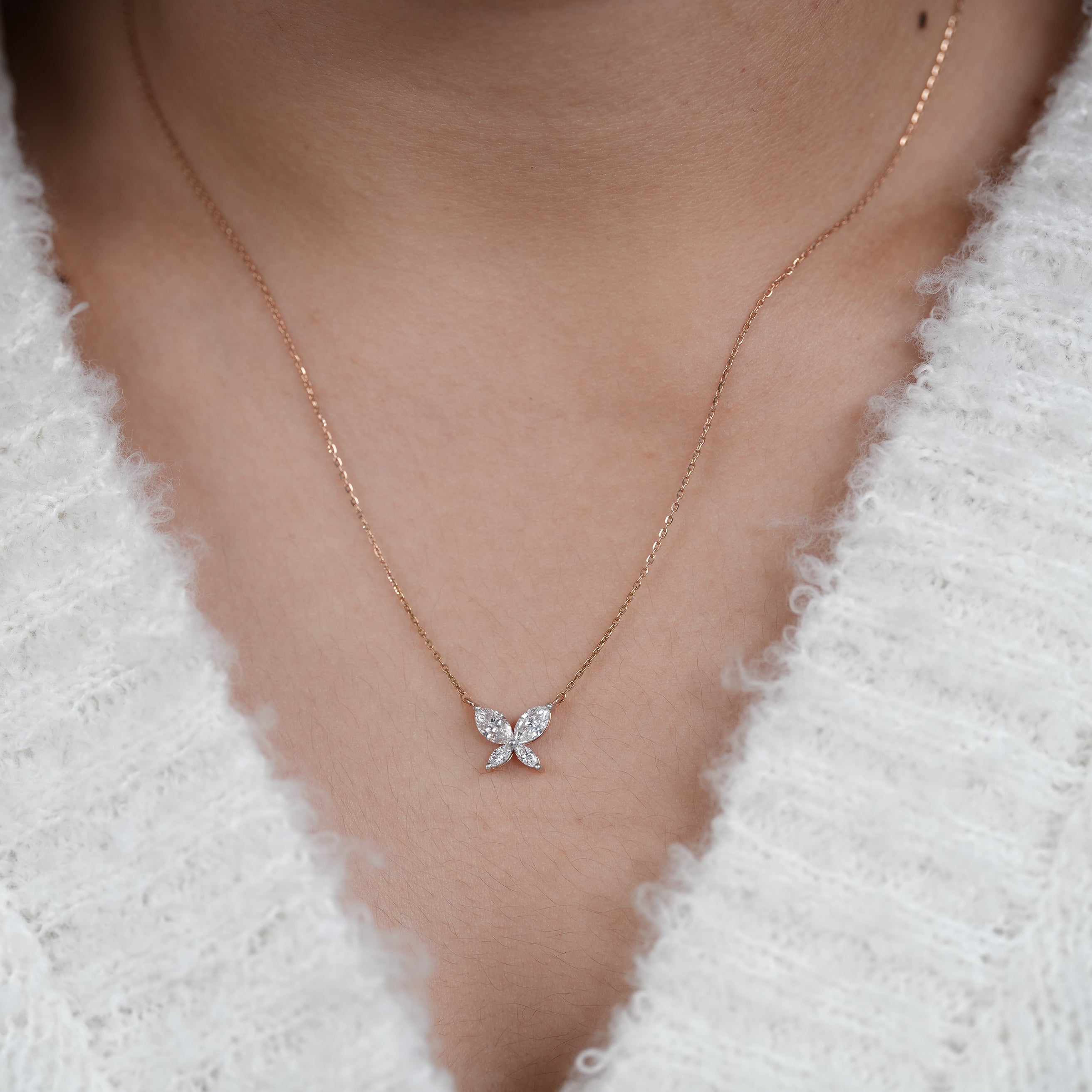 Timeless butterfly lab grown diamond pendant for gifting