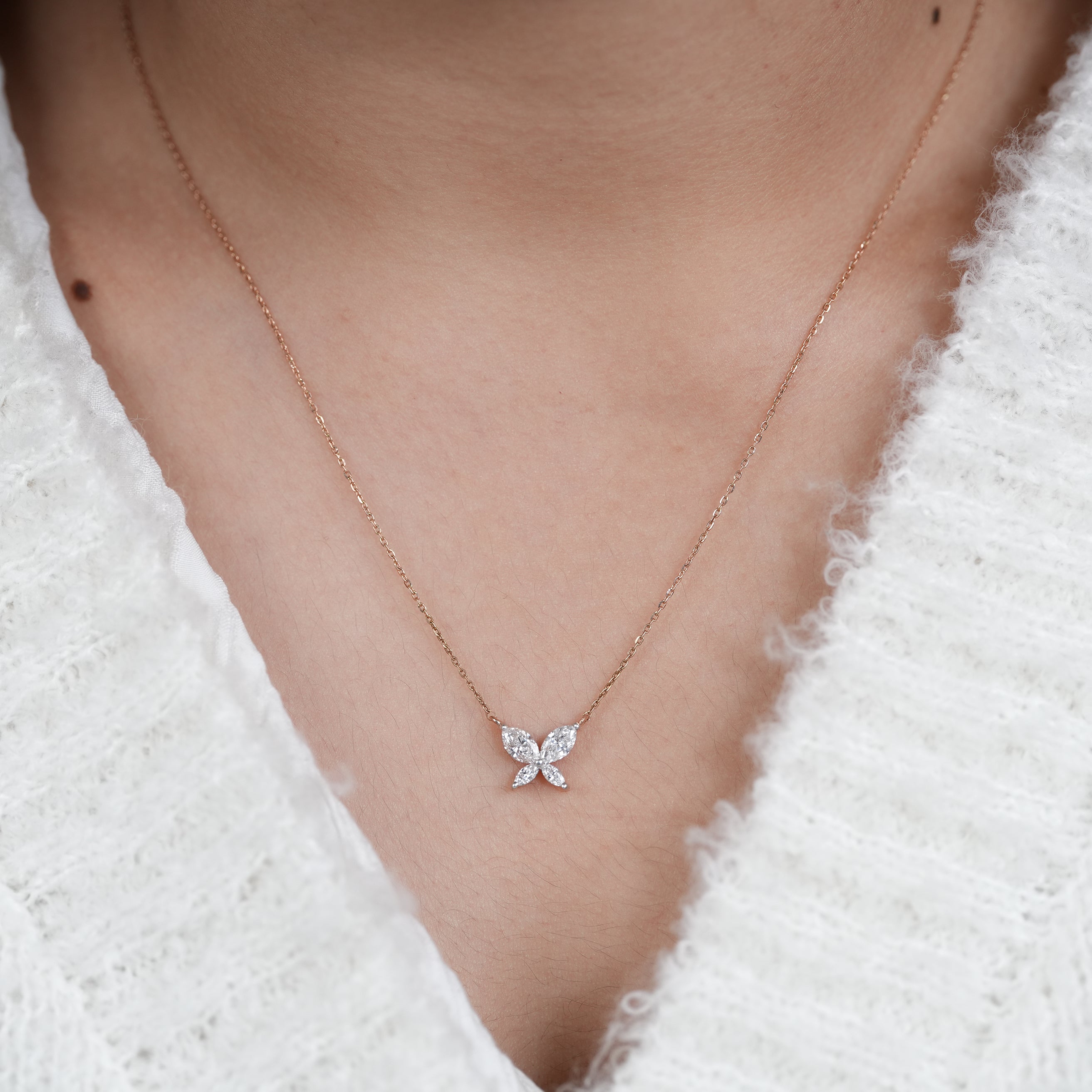 Romantic lab grown diamond butterfly necklace with delicate sparkle