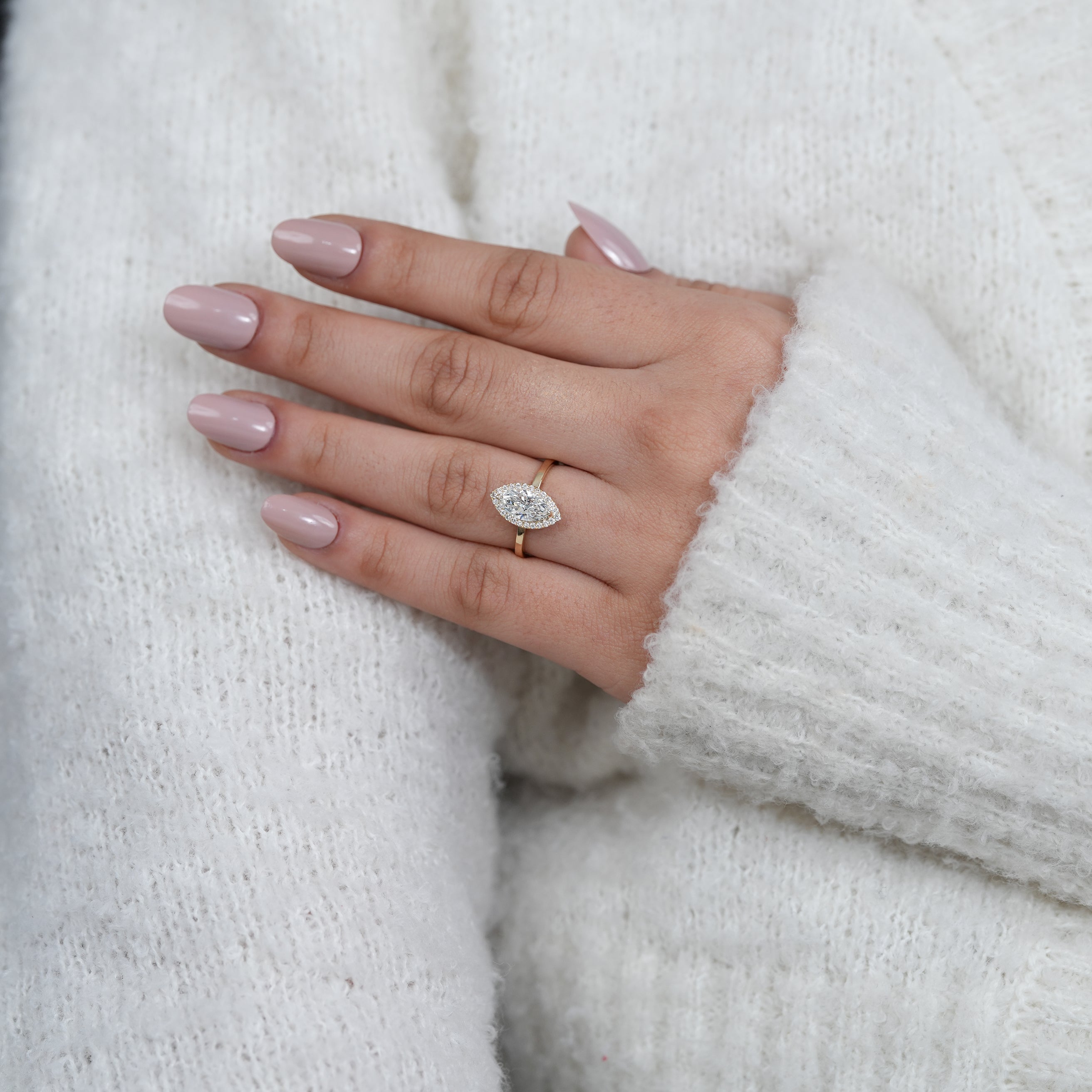 Timeless Marquise Diamond Engagement Ring with Pavé Halo
