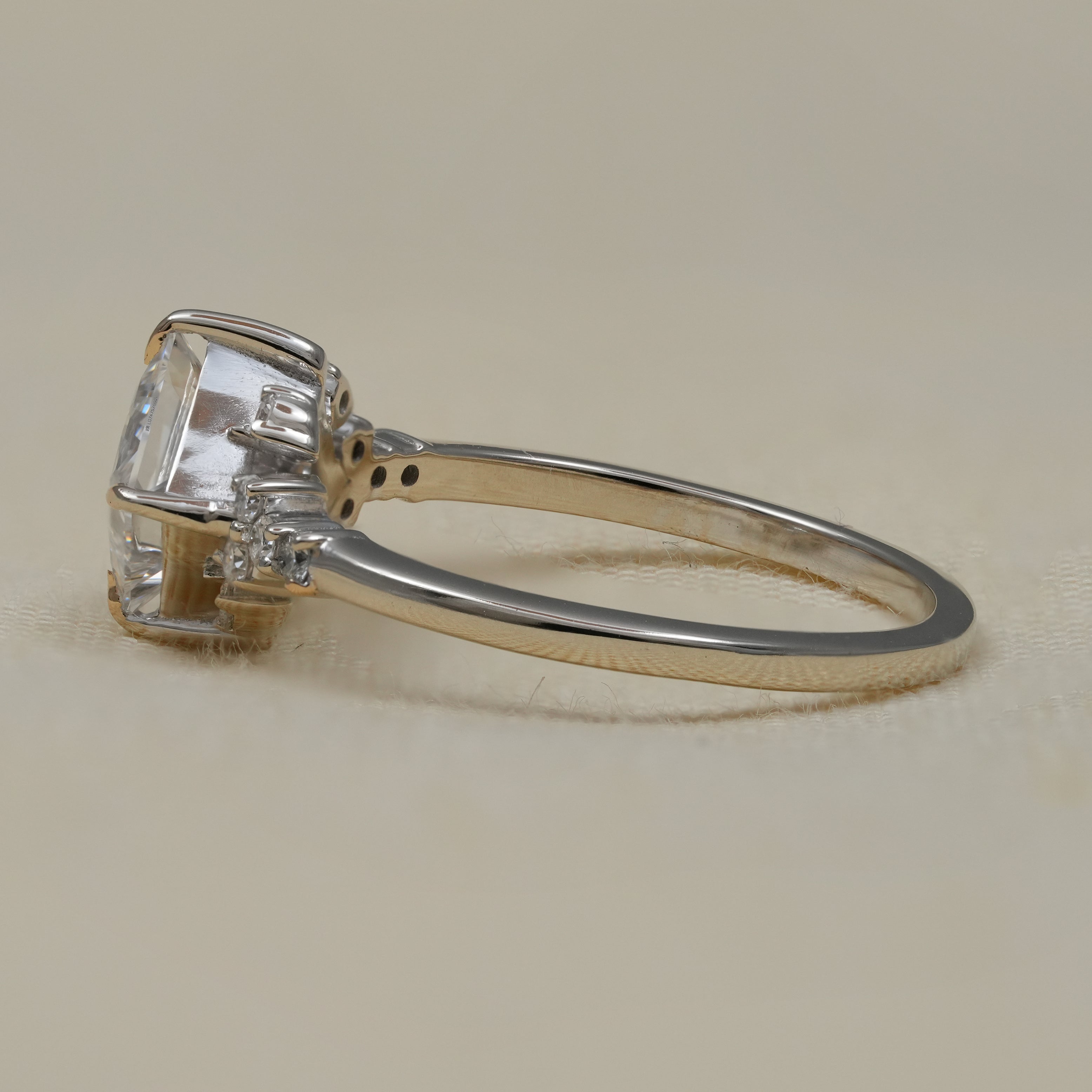 Princess Cut Lab Diamond Cluster Engagement Ring