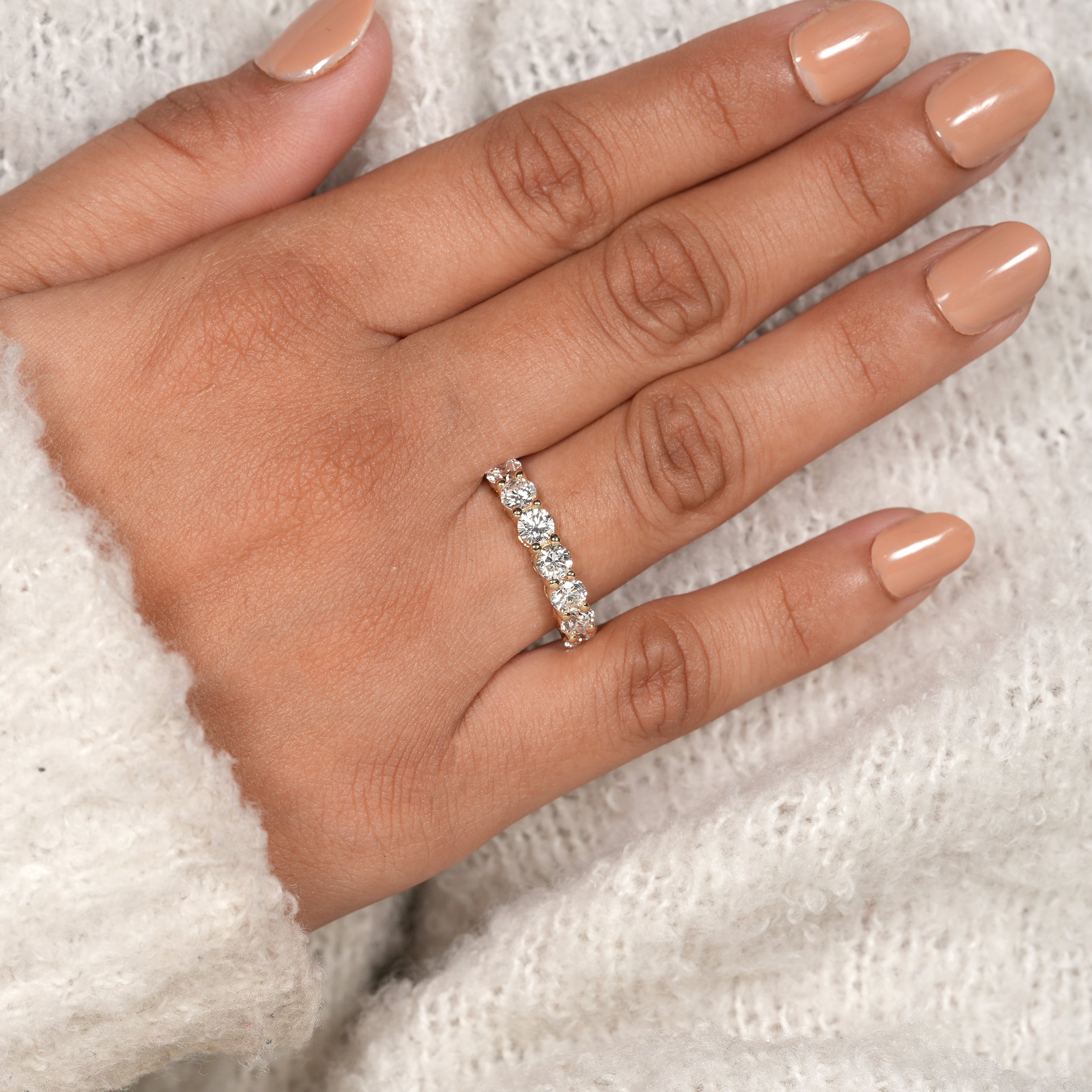 Luxury seven stone diamond eternity style band for anniversary gift
