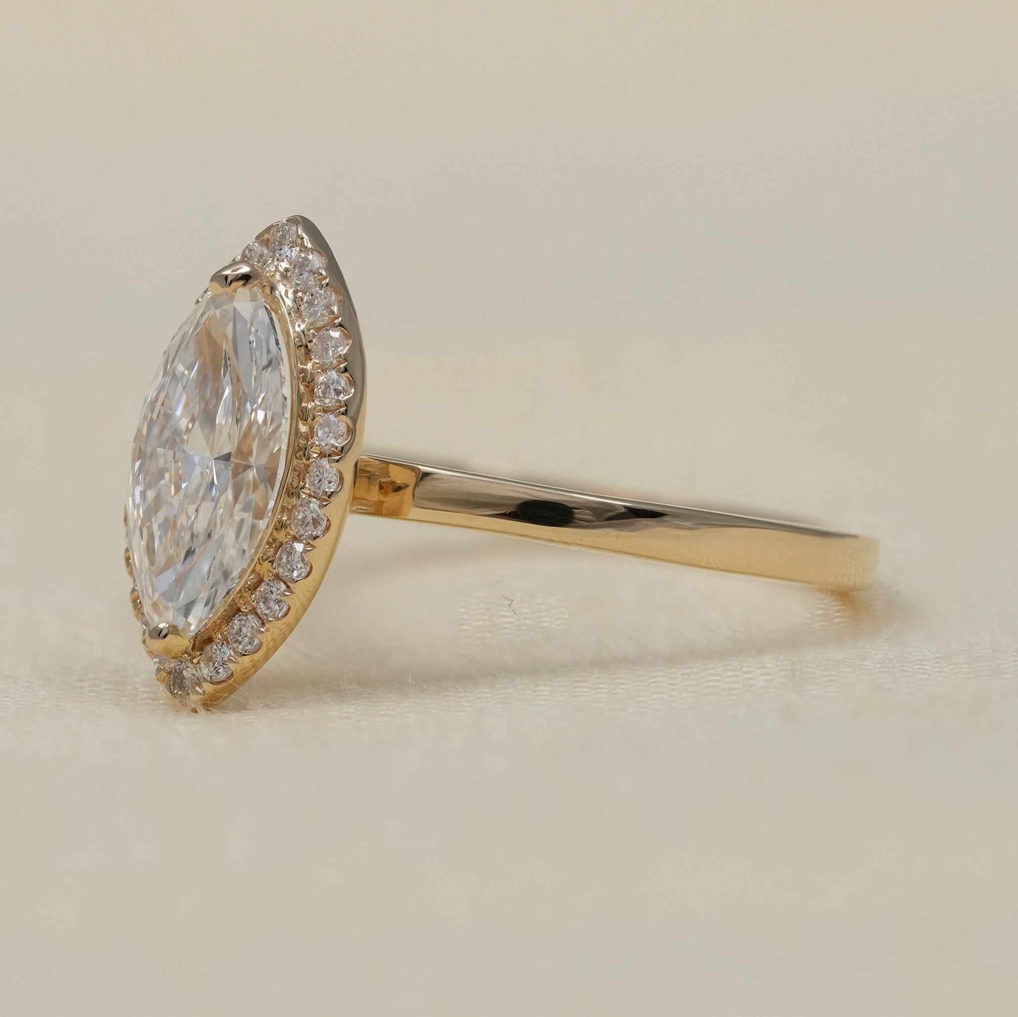 Classic Marquise Solitaire Halo Ring – Fine Diamond Jewelry