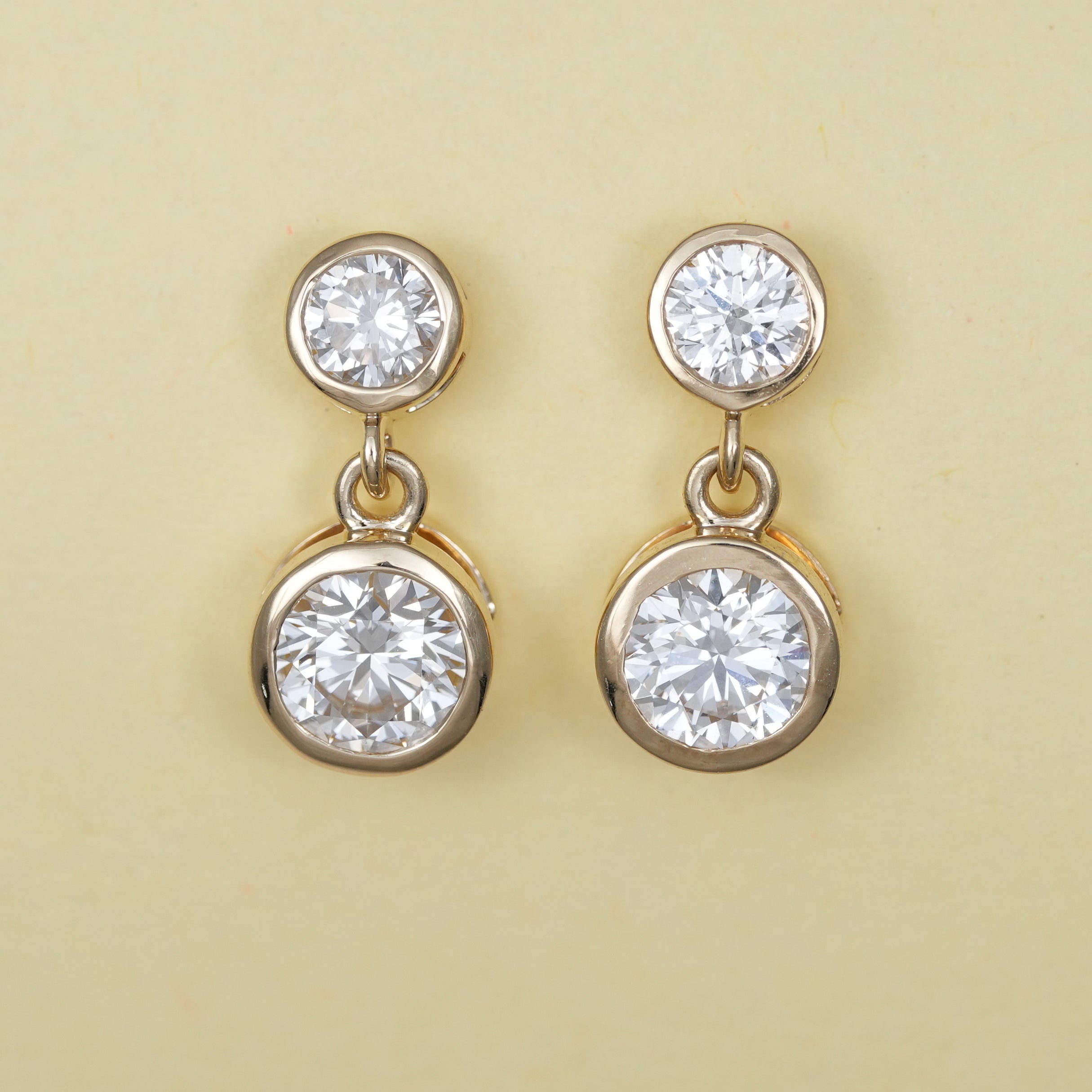 Classic Diamond Drop Stud Earrings in Yellow Gold