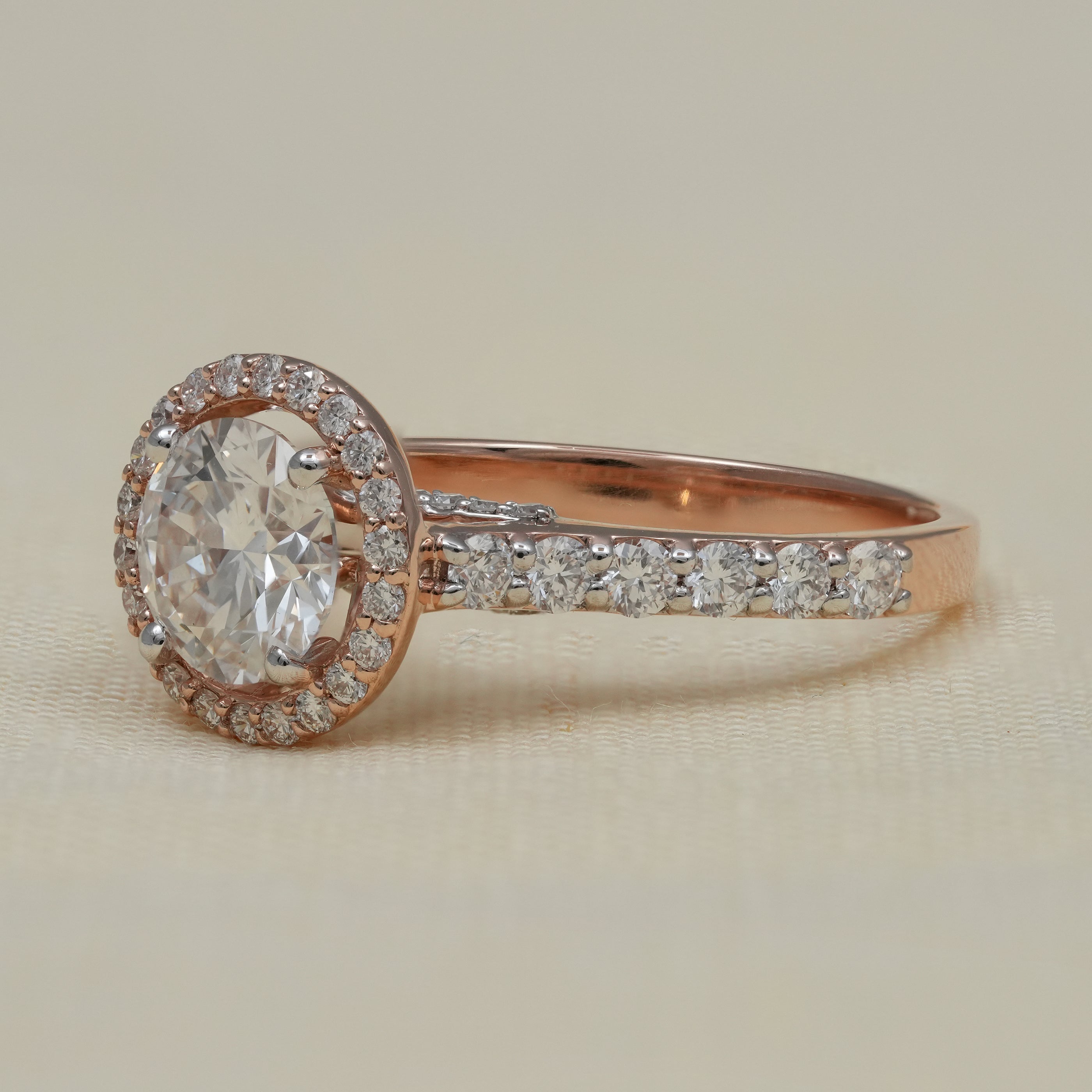 Classic Round Lab Diamond Halo Engagement Ring