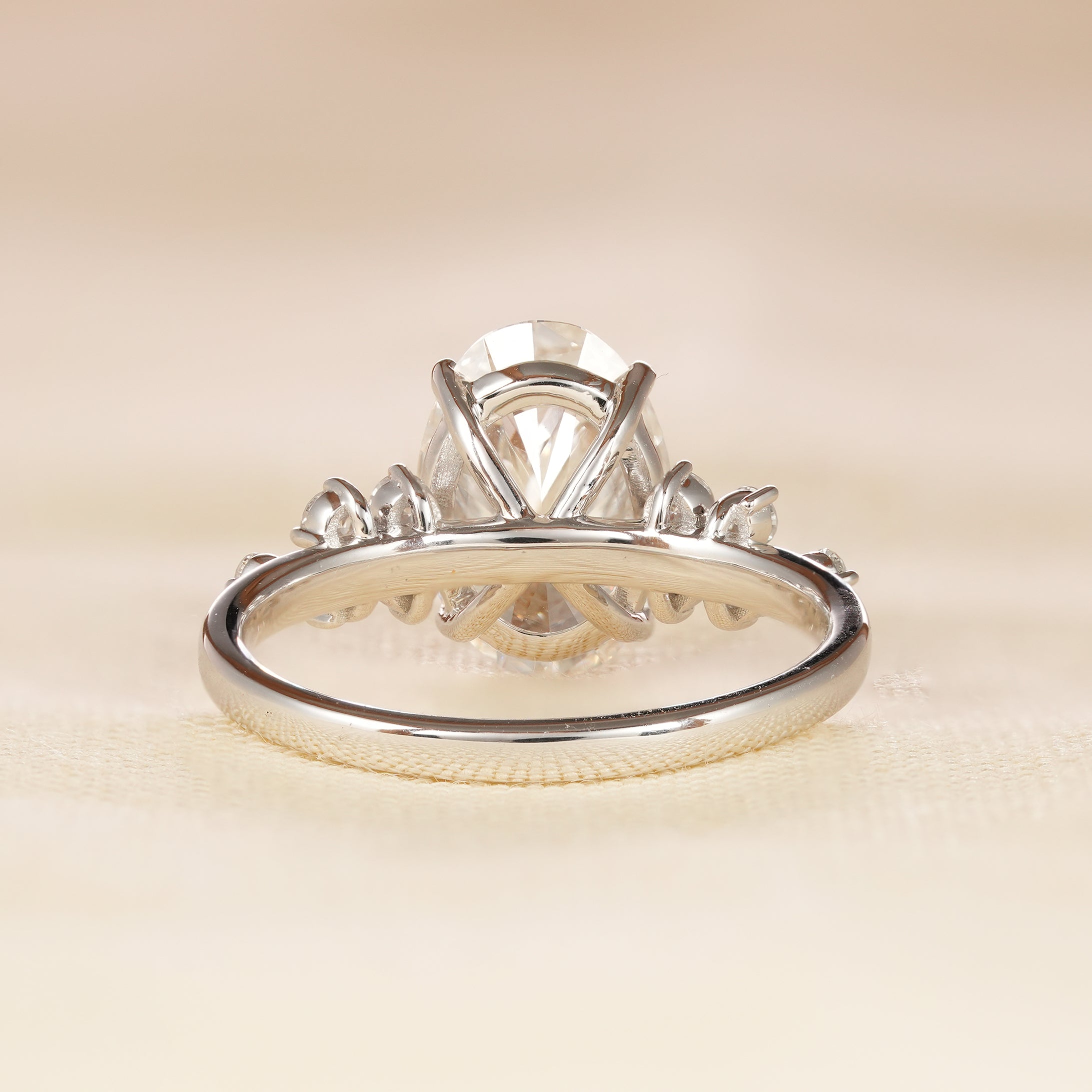 Vintage Inspired Oval Cut Lab Diamond Floral Cluster Ring for Women