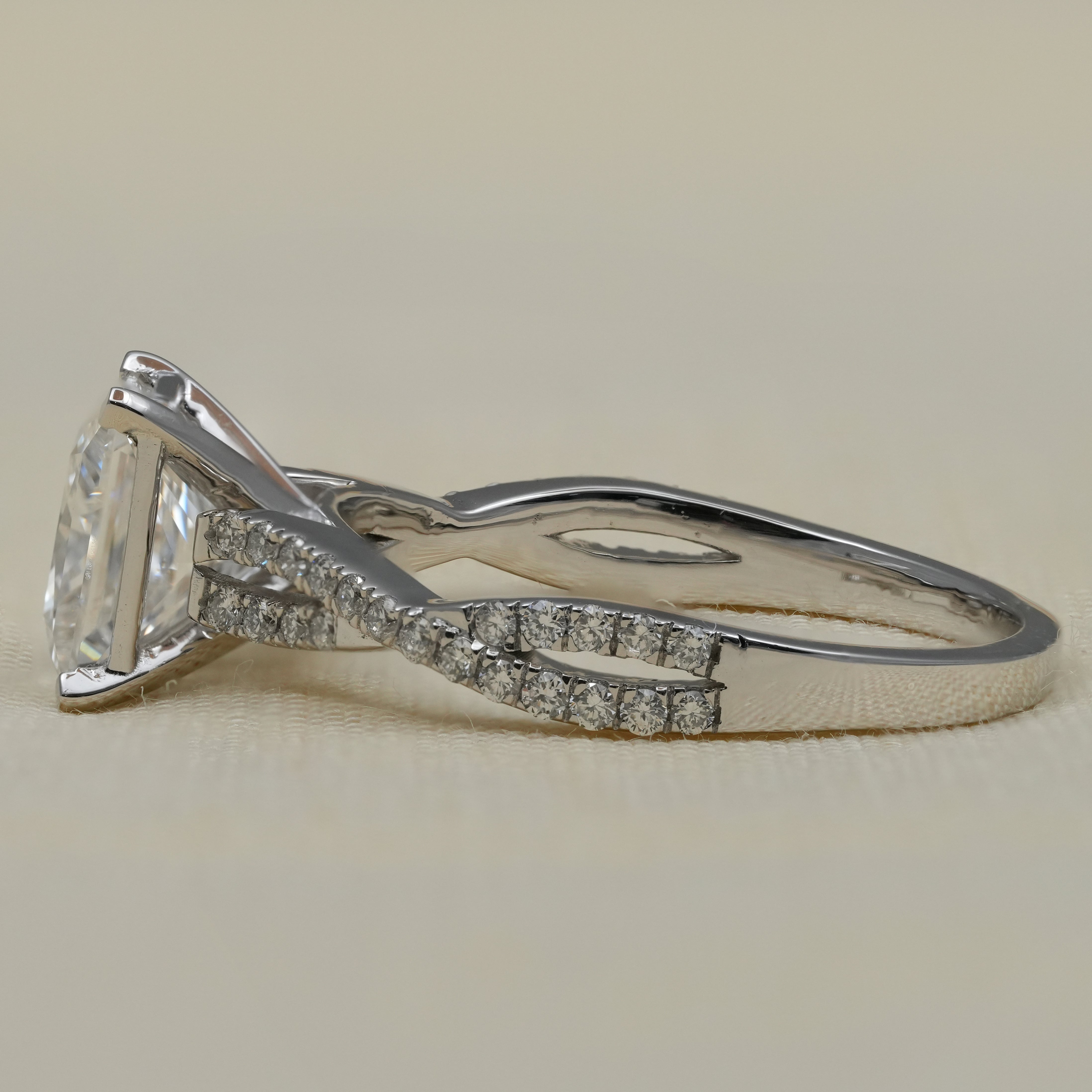 Princess Lab Diamond Engagement Ring With Twisted Band
