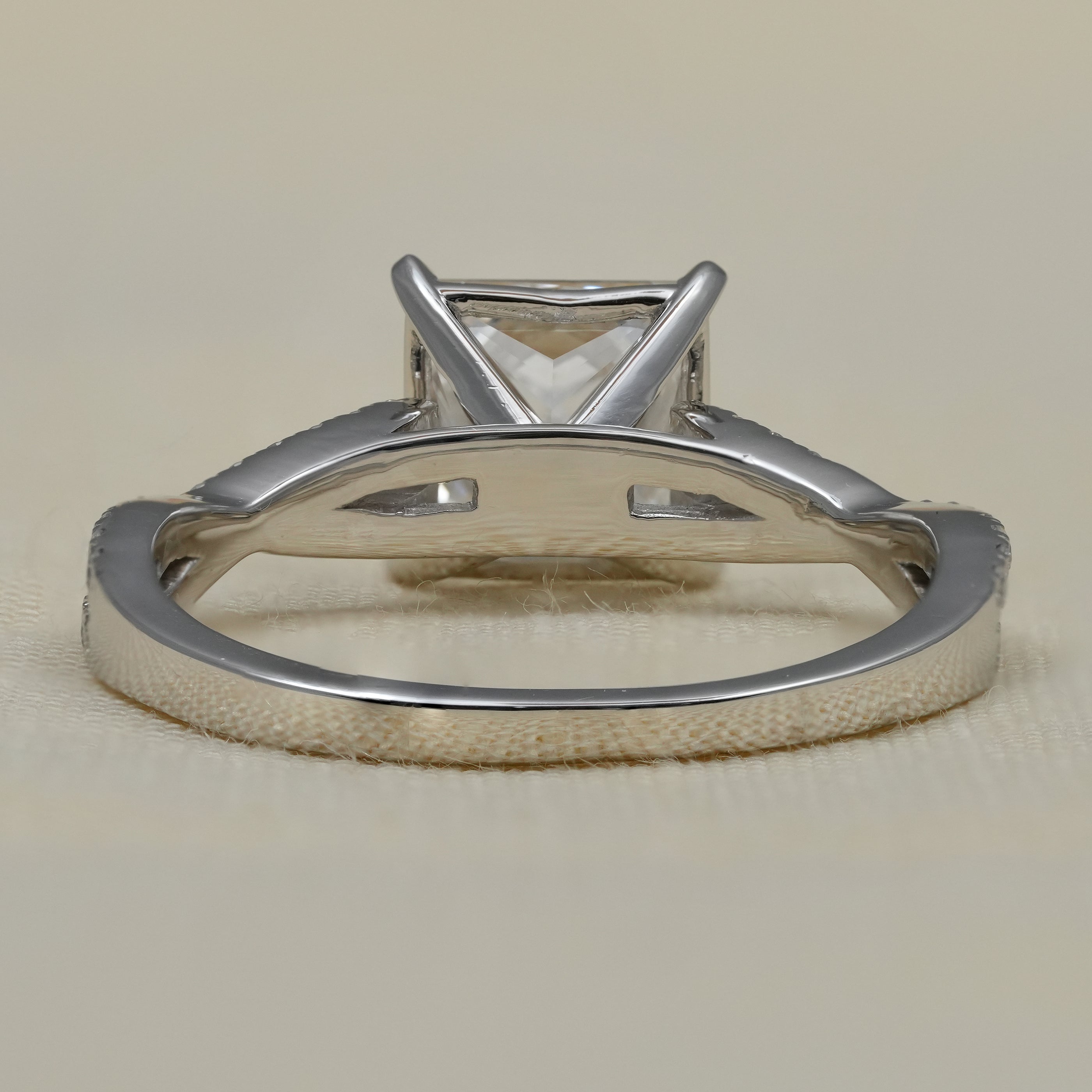 Princess Lab Diamond Engagement Ring With Twisted Band