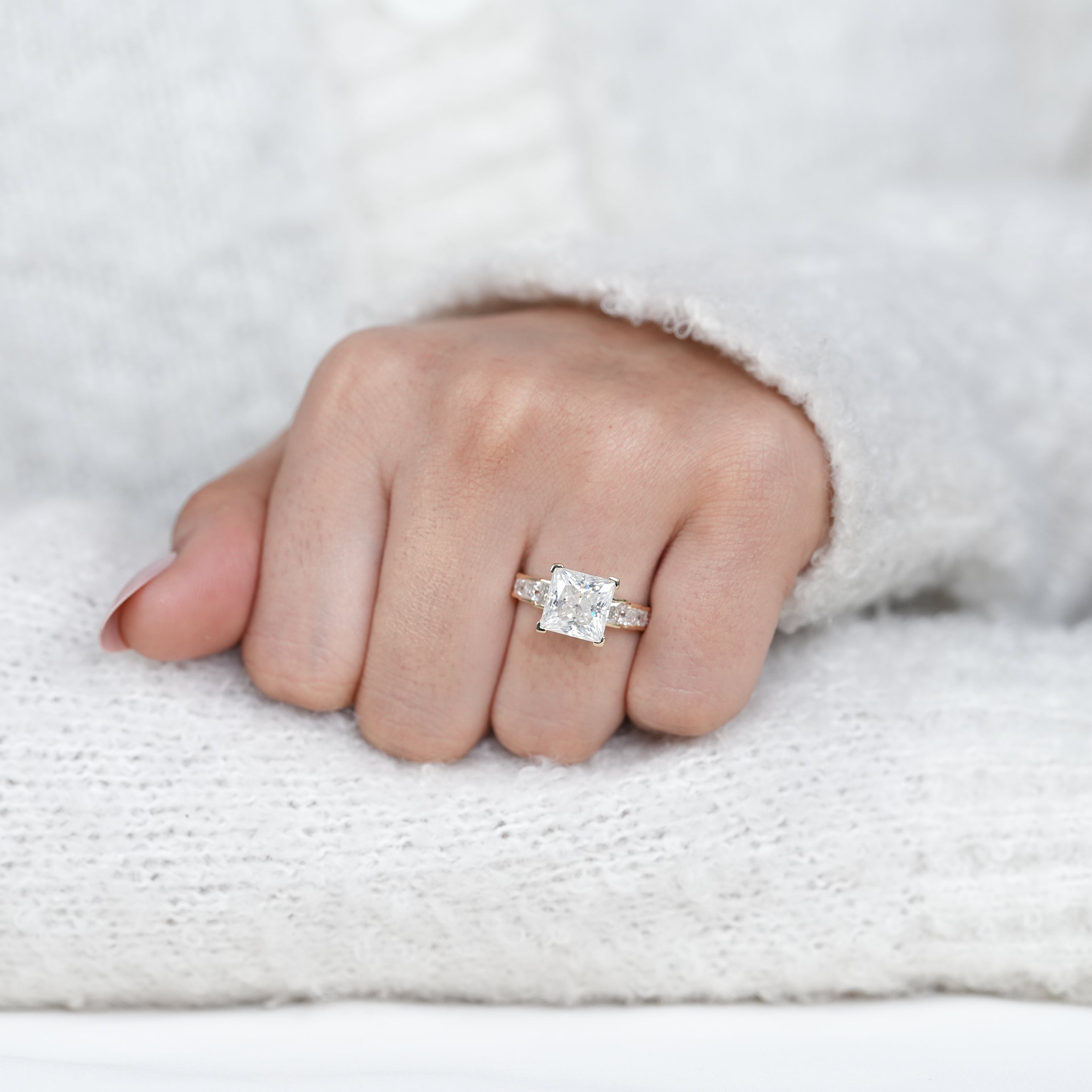 Timeless princess lab grown diamond ring with clean lines