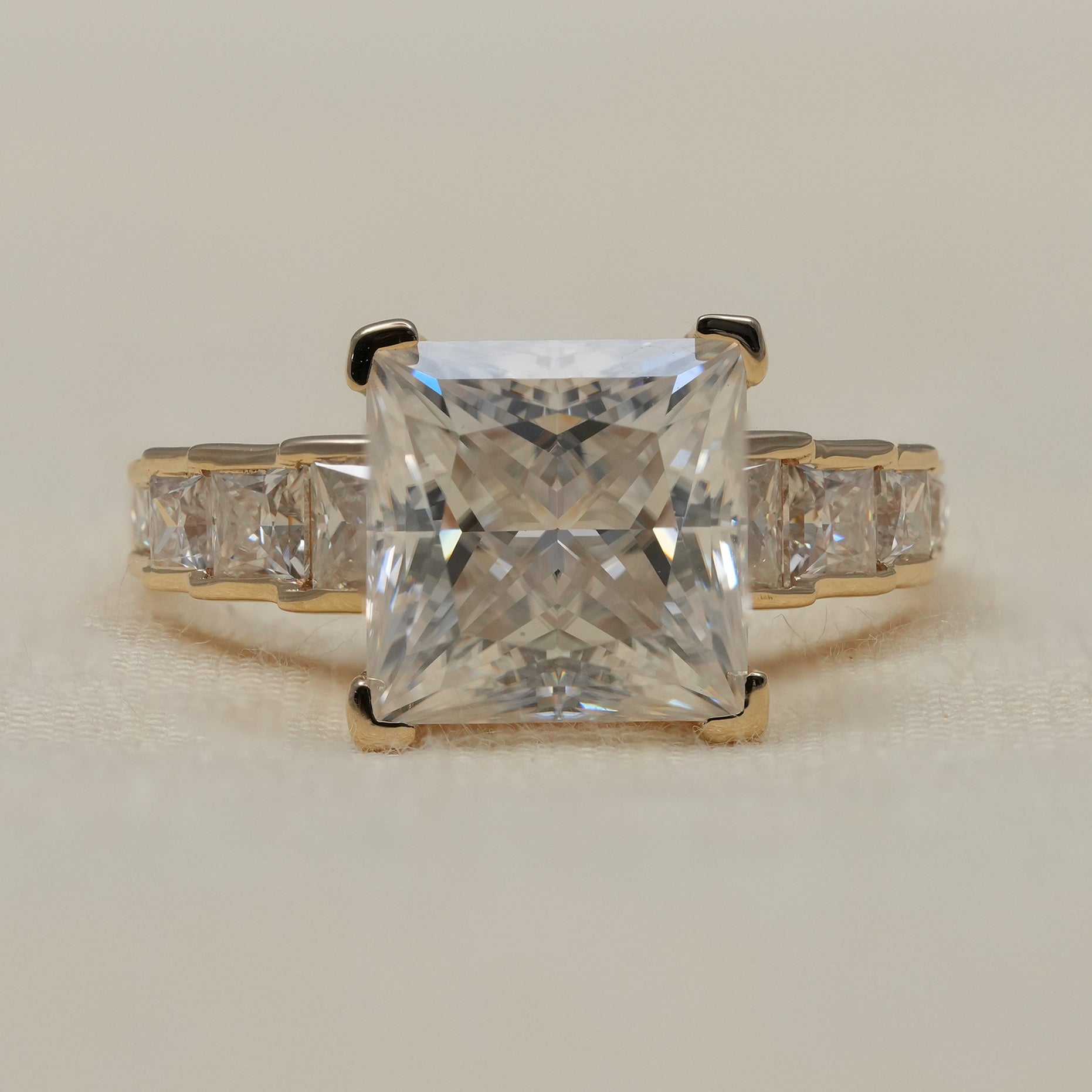 Princess cut lab grown diamond engagement ring with channel set band