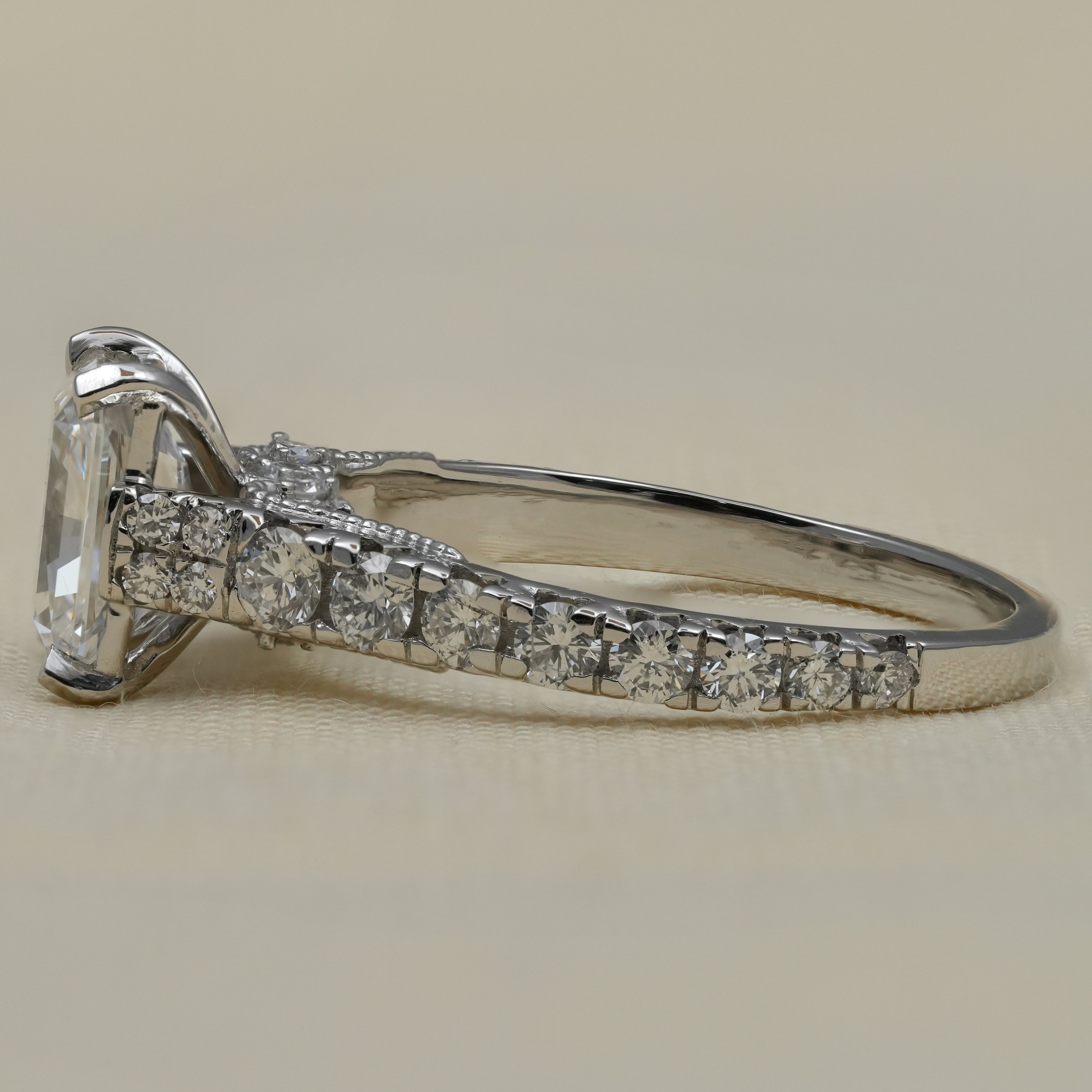 Vintage Style Radiant Cut Lab Diamond Solitaire Engagement Ring