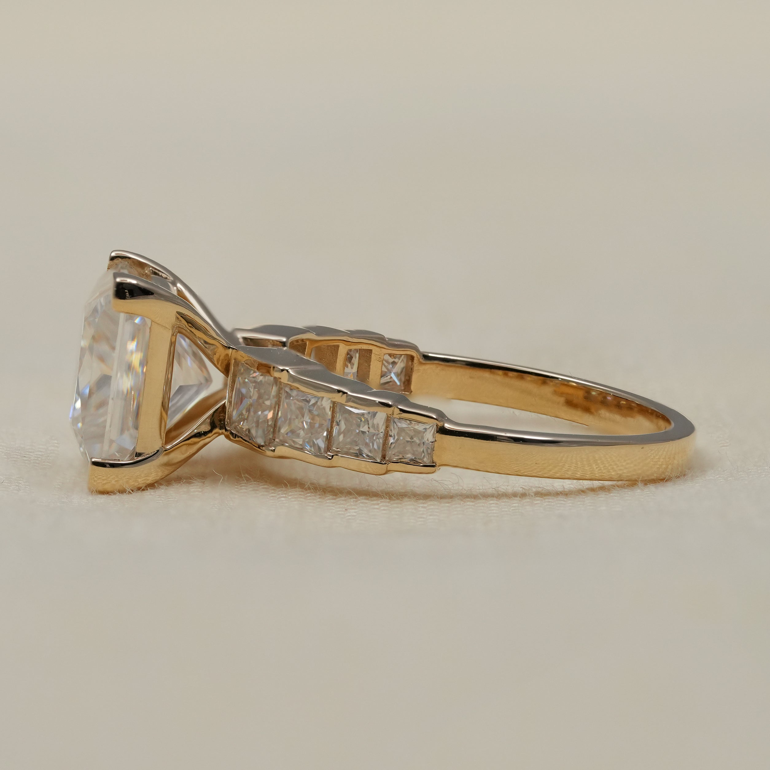 Luxury princess lab grown diamond engagement ring with structured band