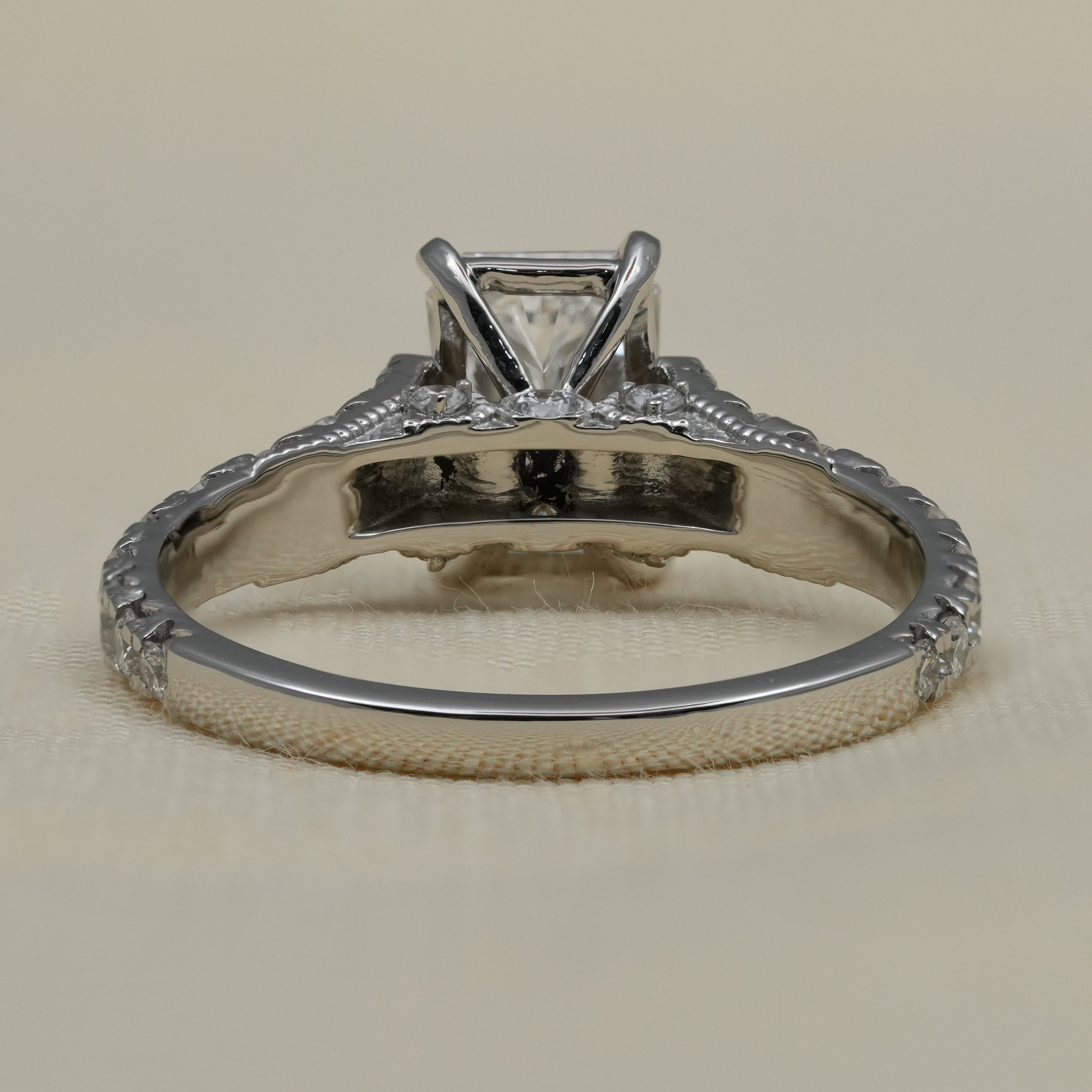 Vintage Style Radiant Cut Lab Diamond Solitaire Engagement Ring