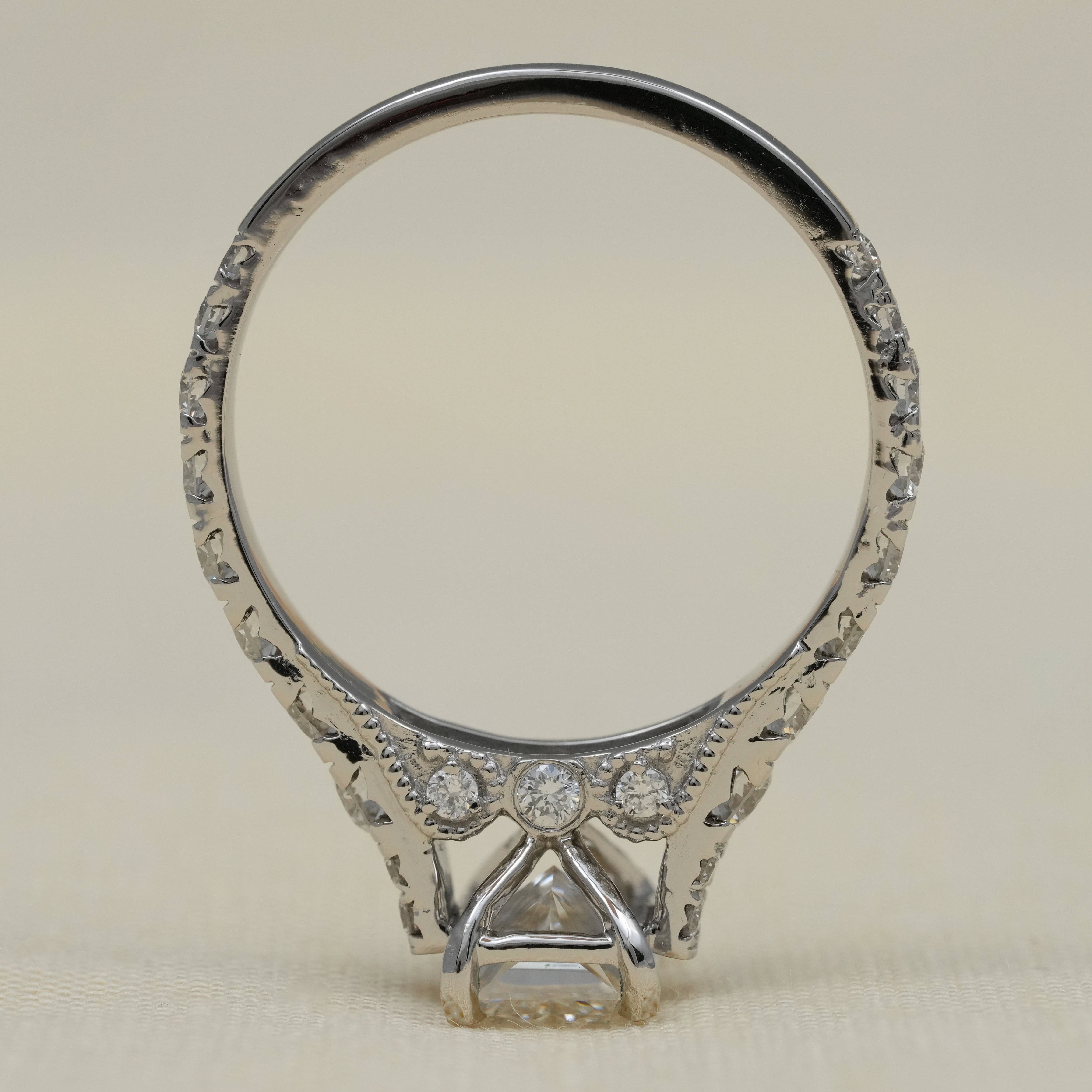 Vintage Style Radiant Cut Lab Diamond Solitaire Engagement Ring