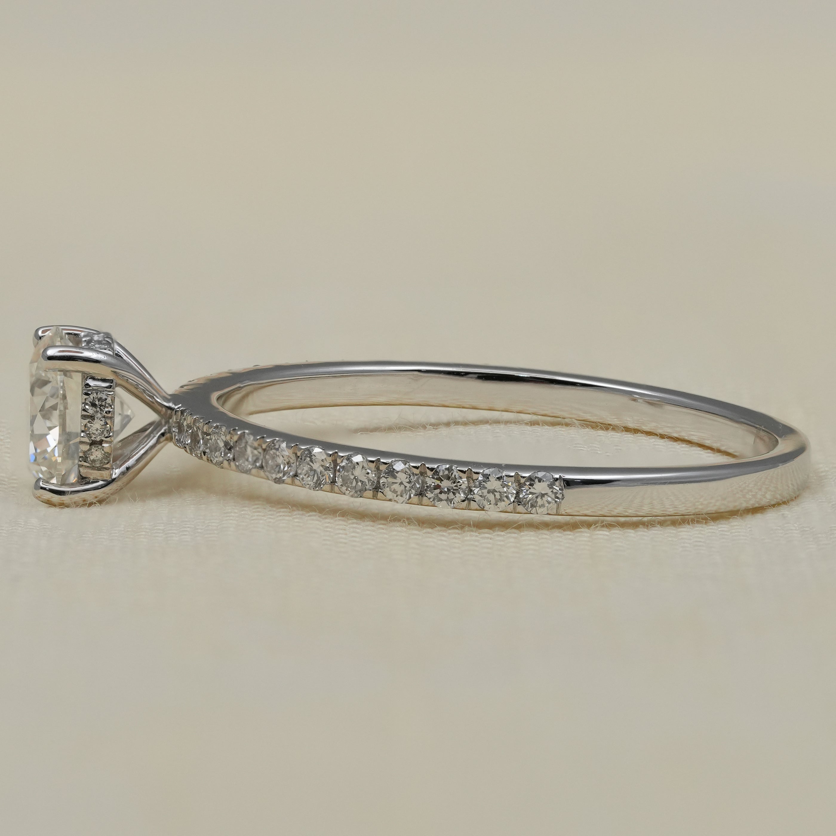 Round Cut Lab Diamond Hidden Halo Engagement Ring