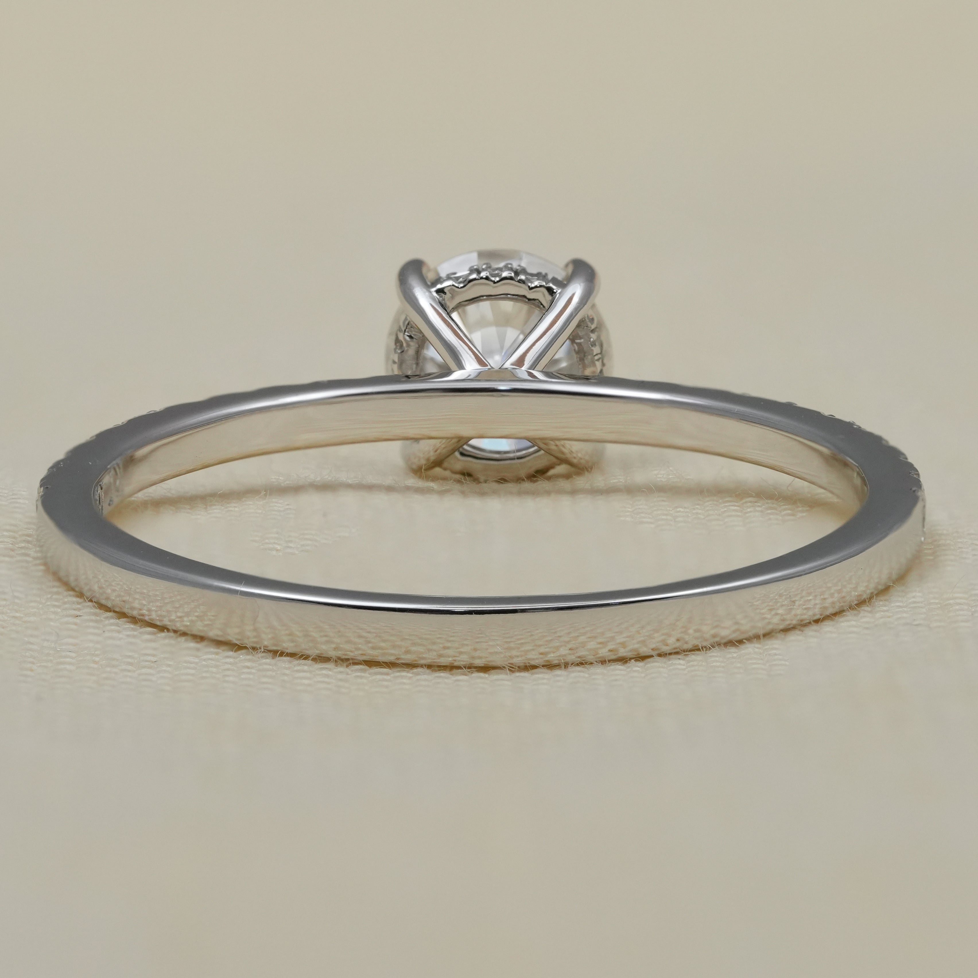 Round Cut Lab Diamond Hidden Halo Engagement Ring