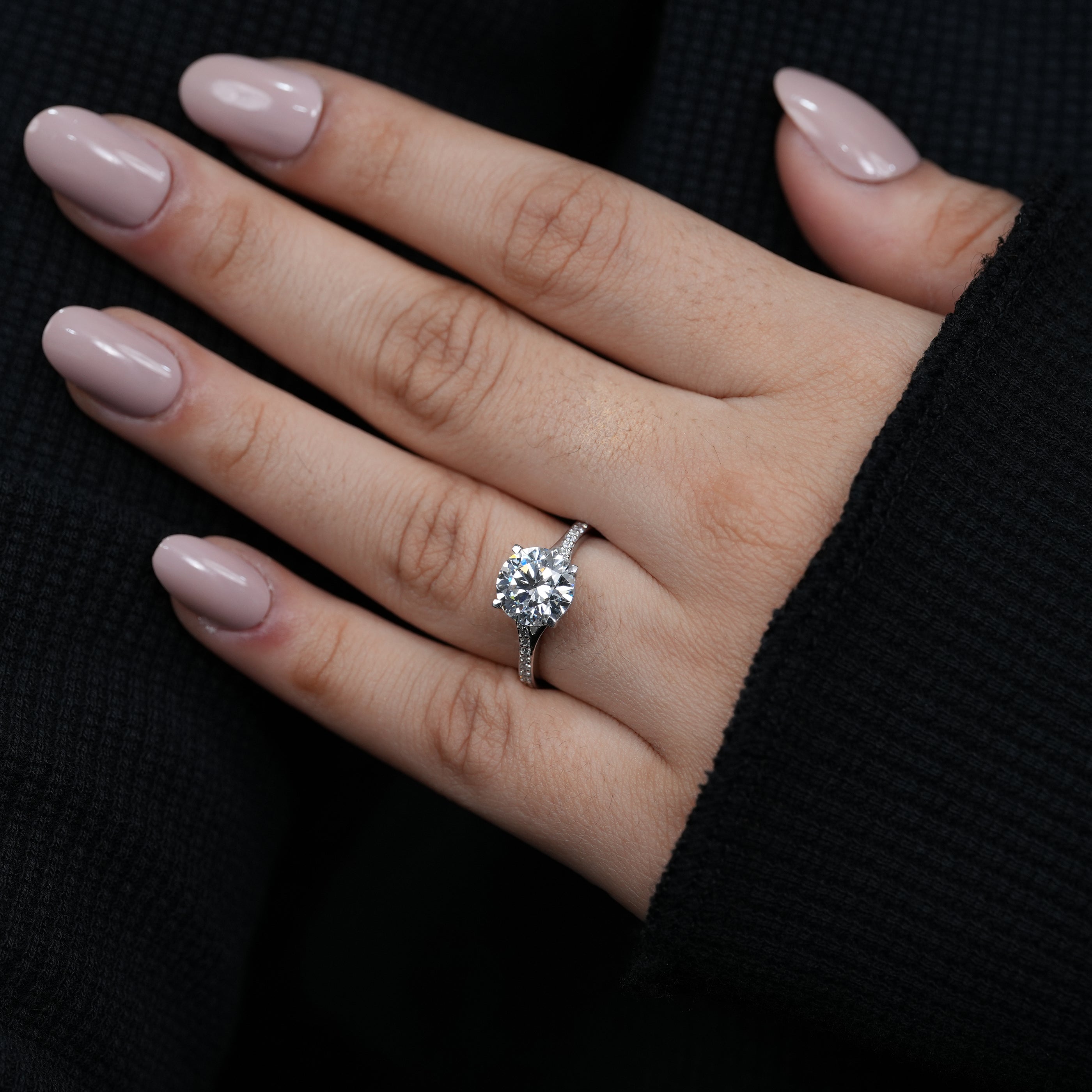 Luxury round brilliant lab grown diamond engagement ring white gold
